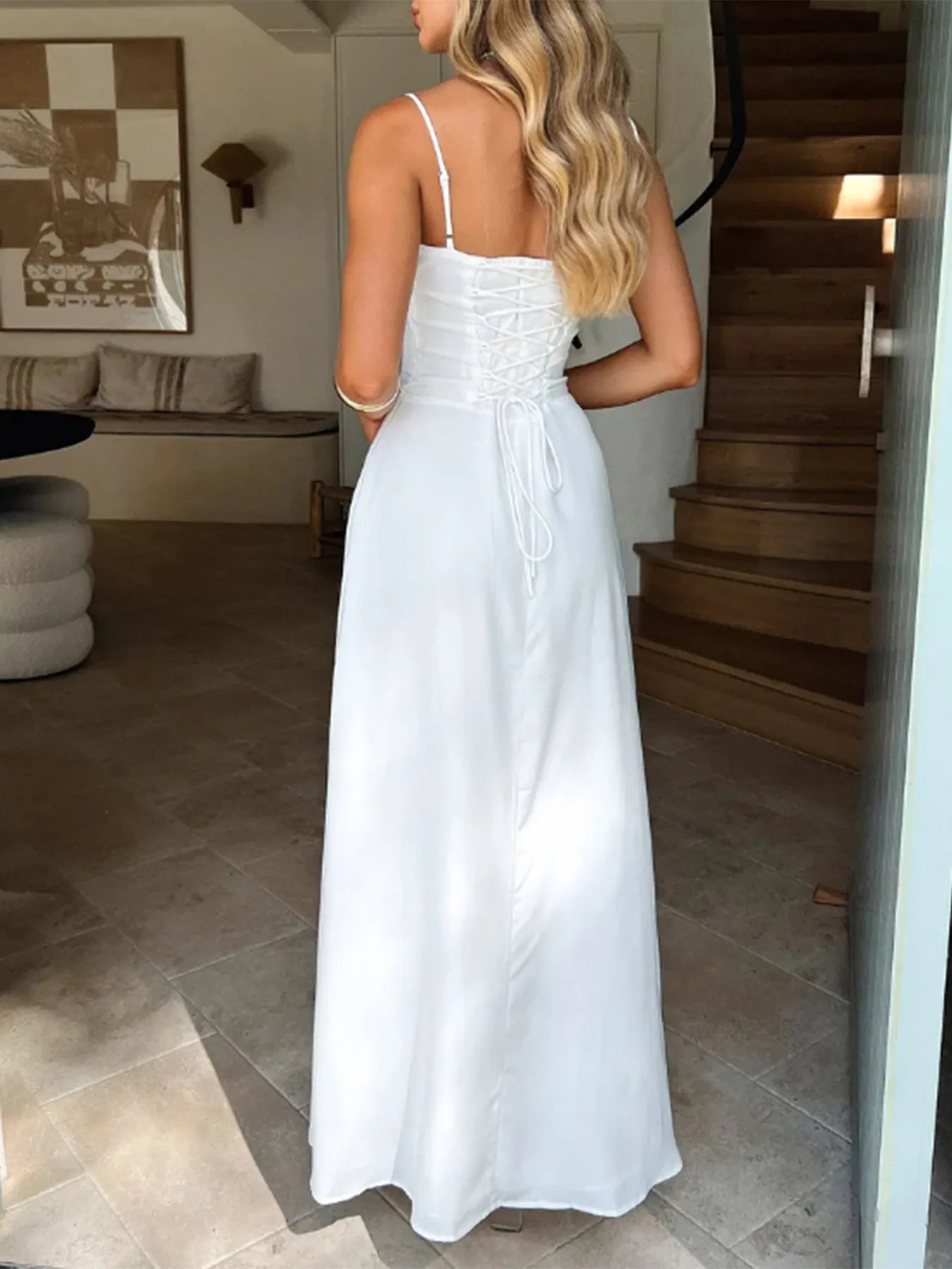 Lace-Up Solid Cami Dress  Shop One Place