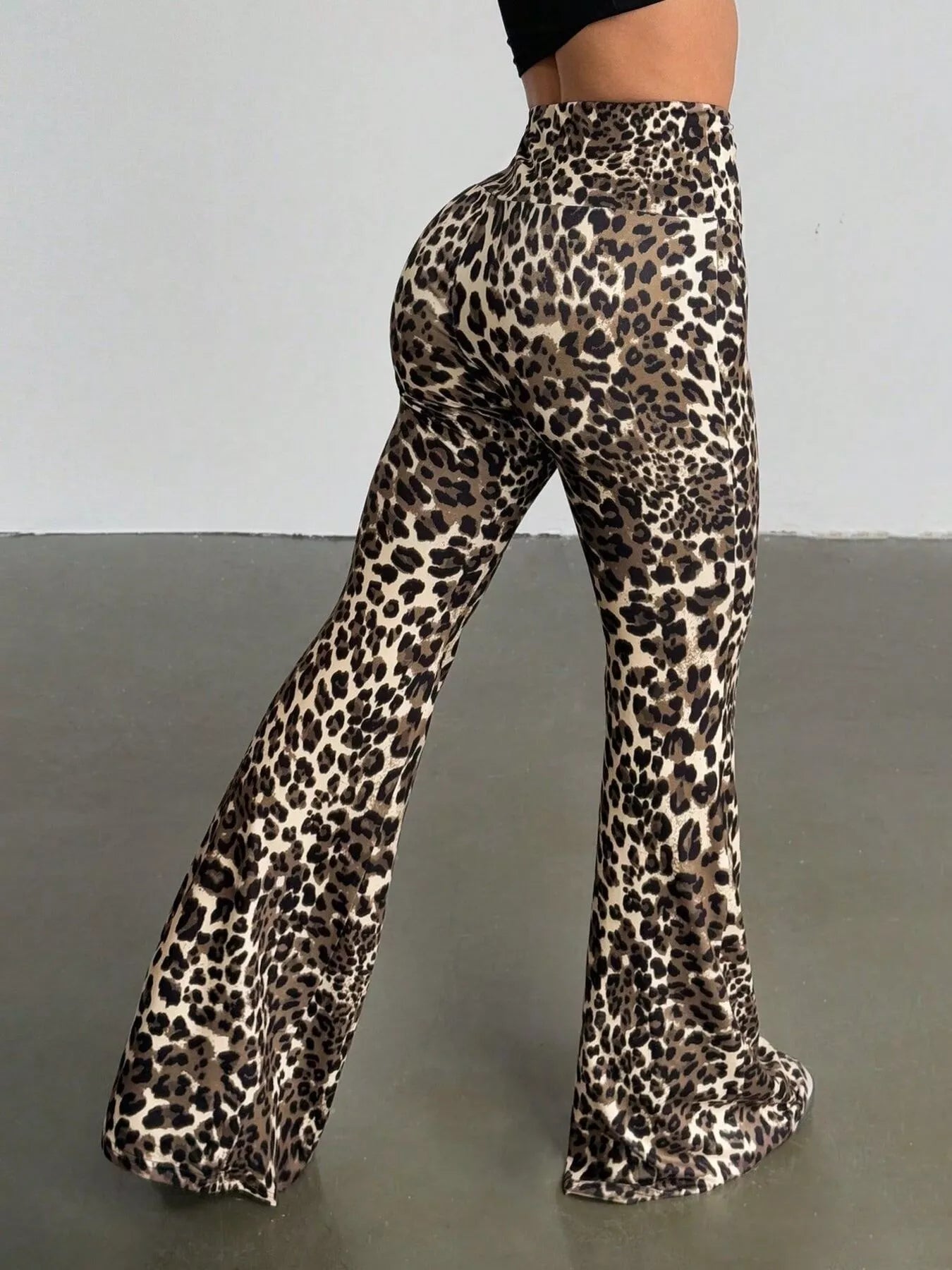 Leopard Print High Waist Flare Pants  Shop One Place