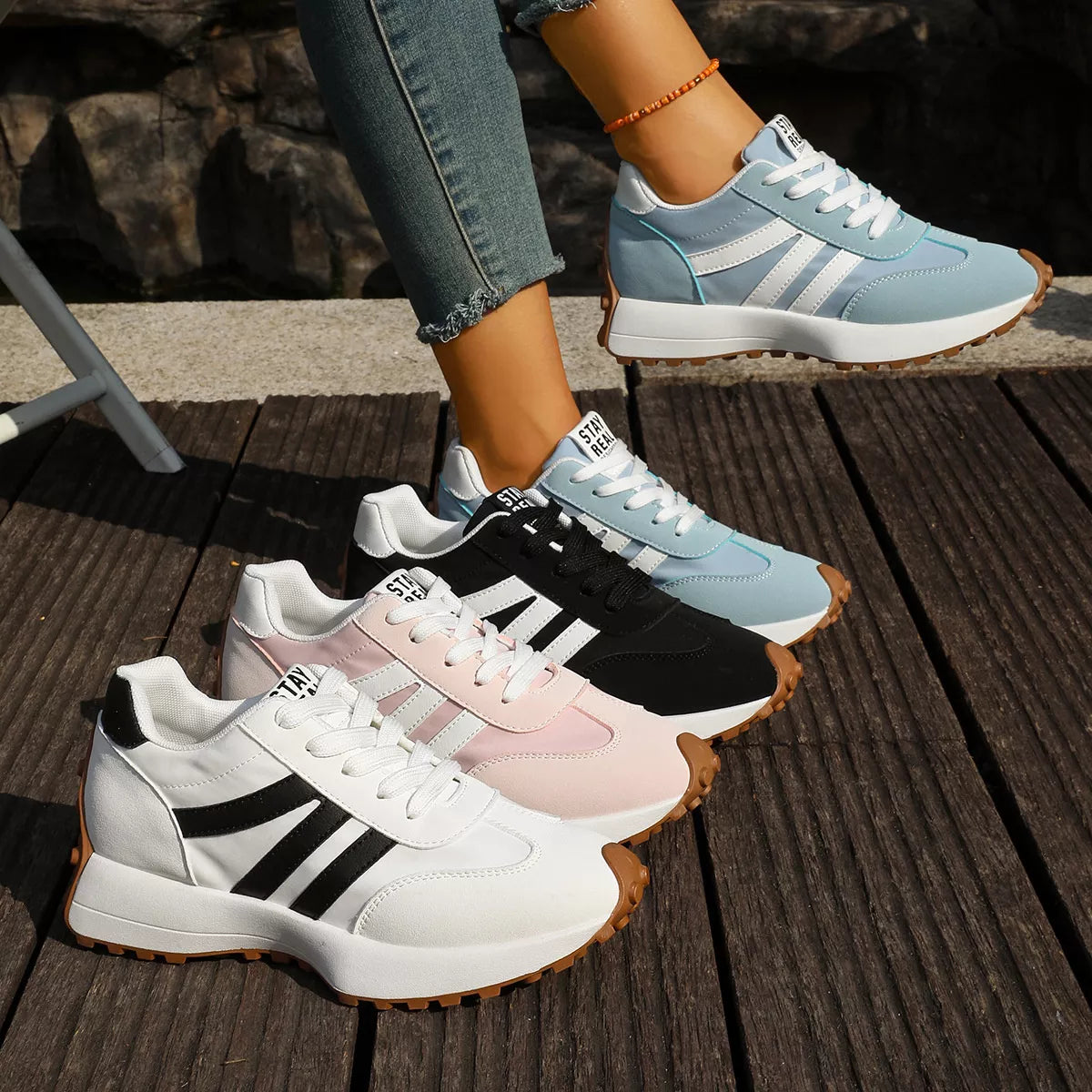 Round Toe Lace Up Sneakers  Shop One Place