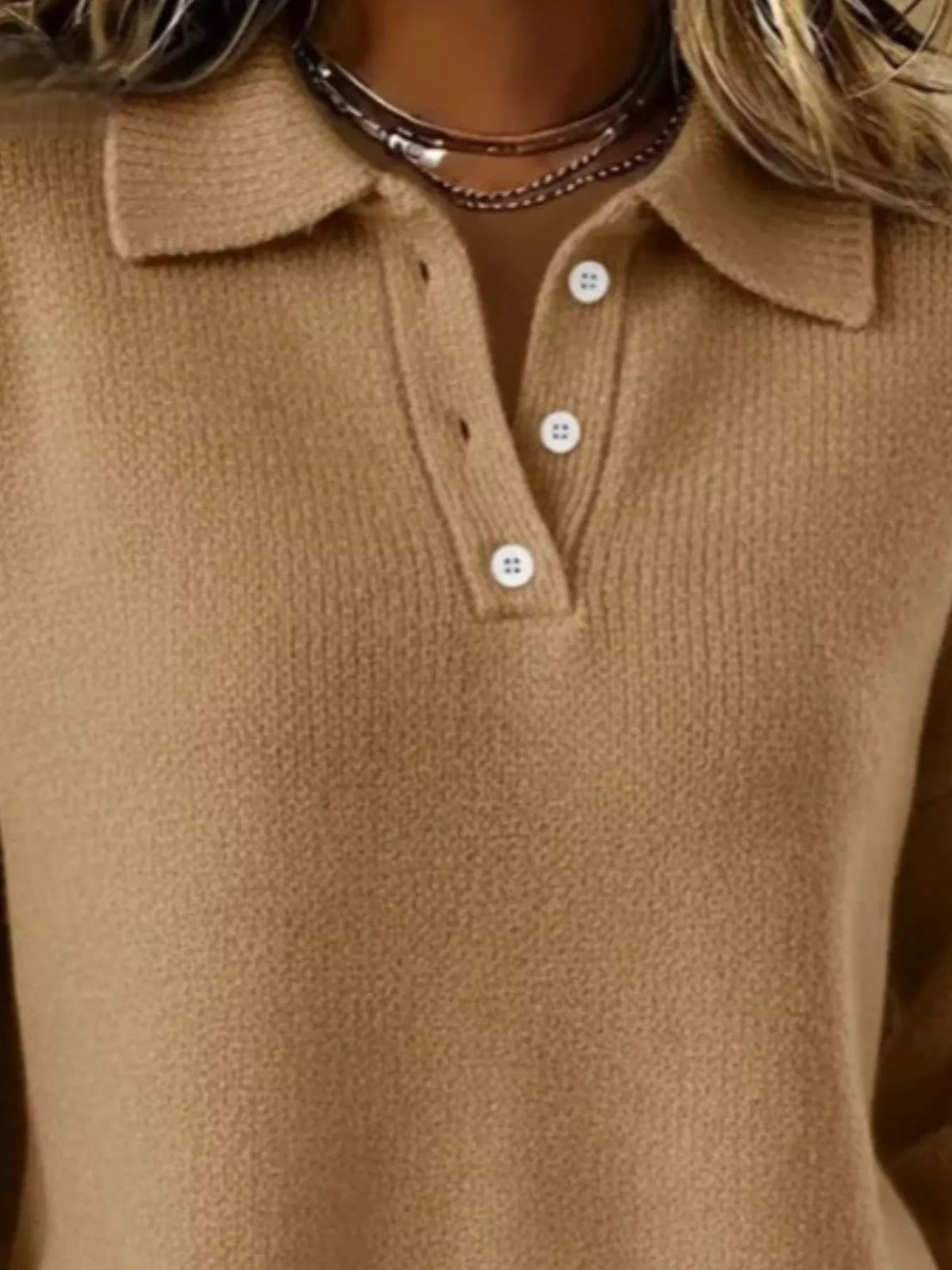 Full Size Button Detail Drop Shoulder Sweater Plus Size  Shop One Place
