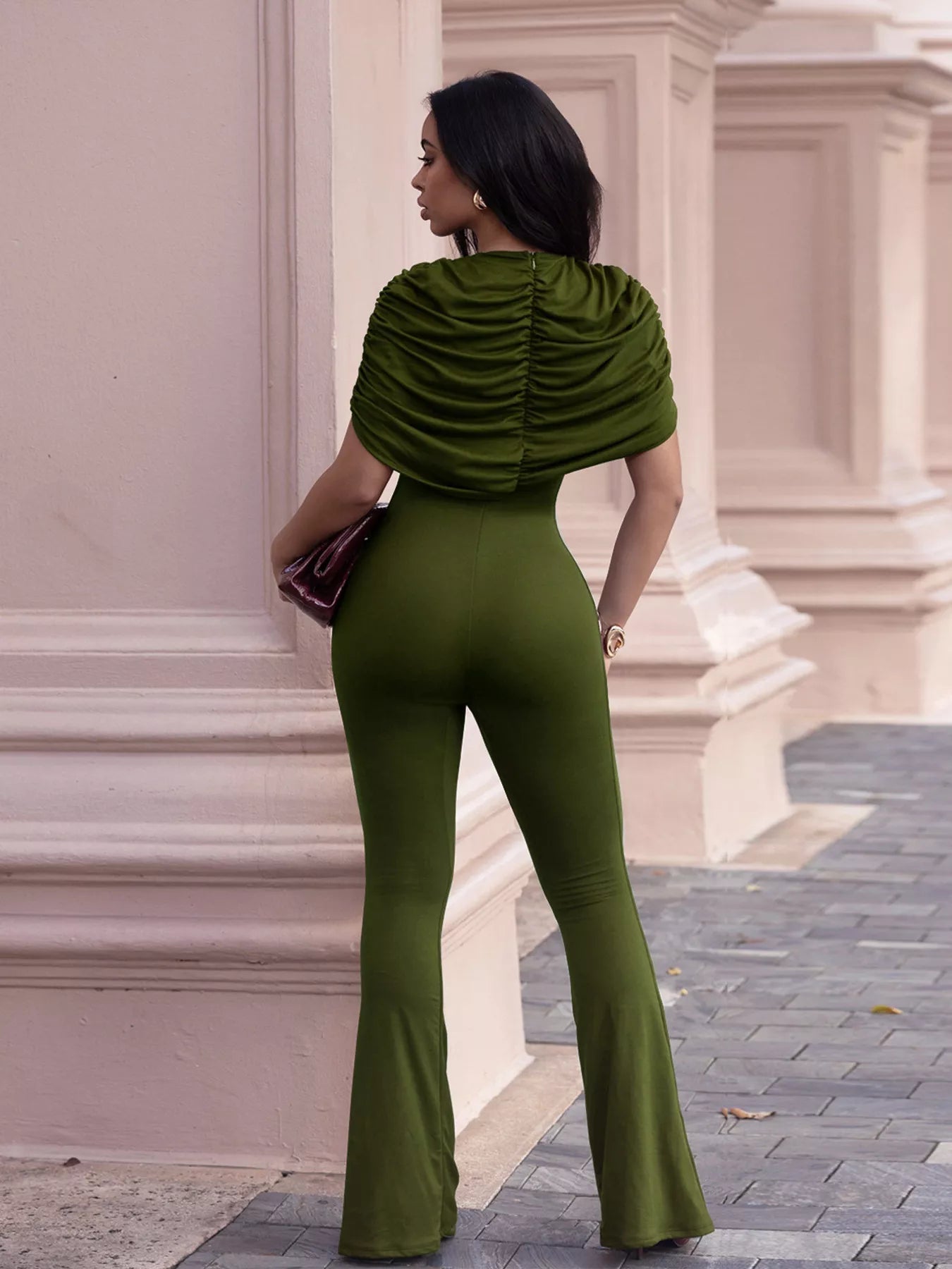 Ruched Flare Leg Jumpsuit  Shop One Place