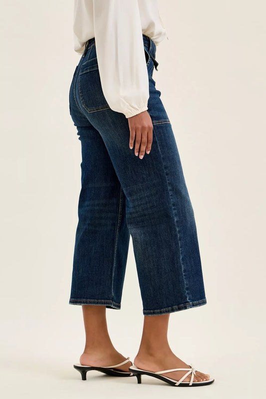 Judy Blue High Waist Wide Crop Utility Jeans with Patch Pocket  Shop One Place