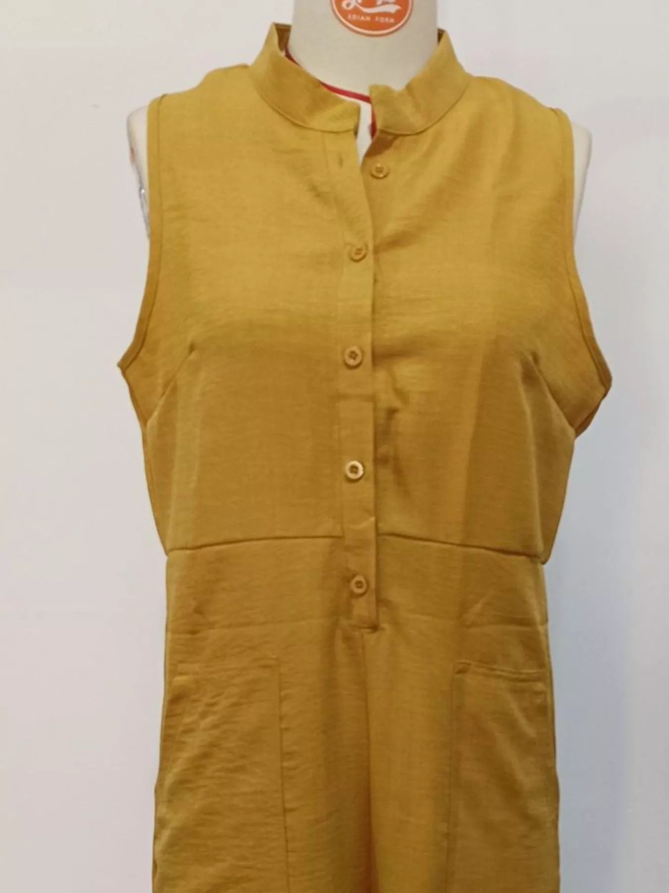 Full Size Button Front Sleeveless Jumpsuit Plus Size  Shop One Place