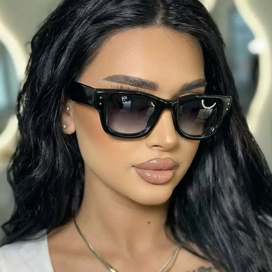 Oversized Rectangular Gradient Lens Sunglasses