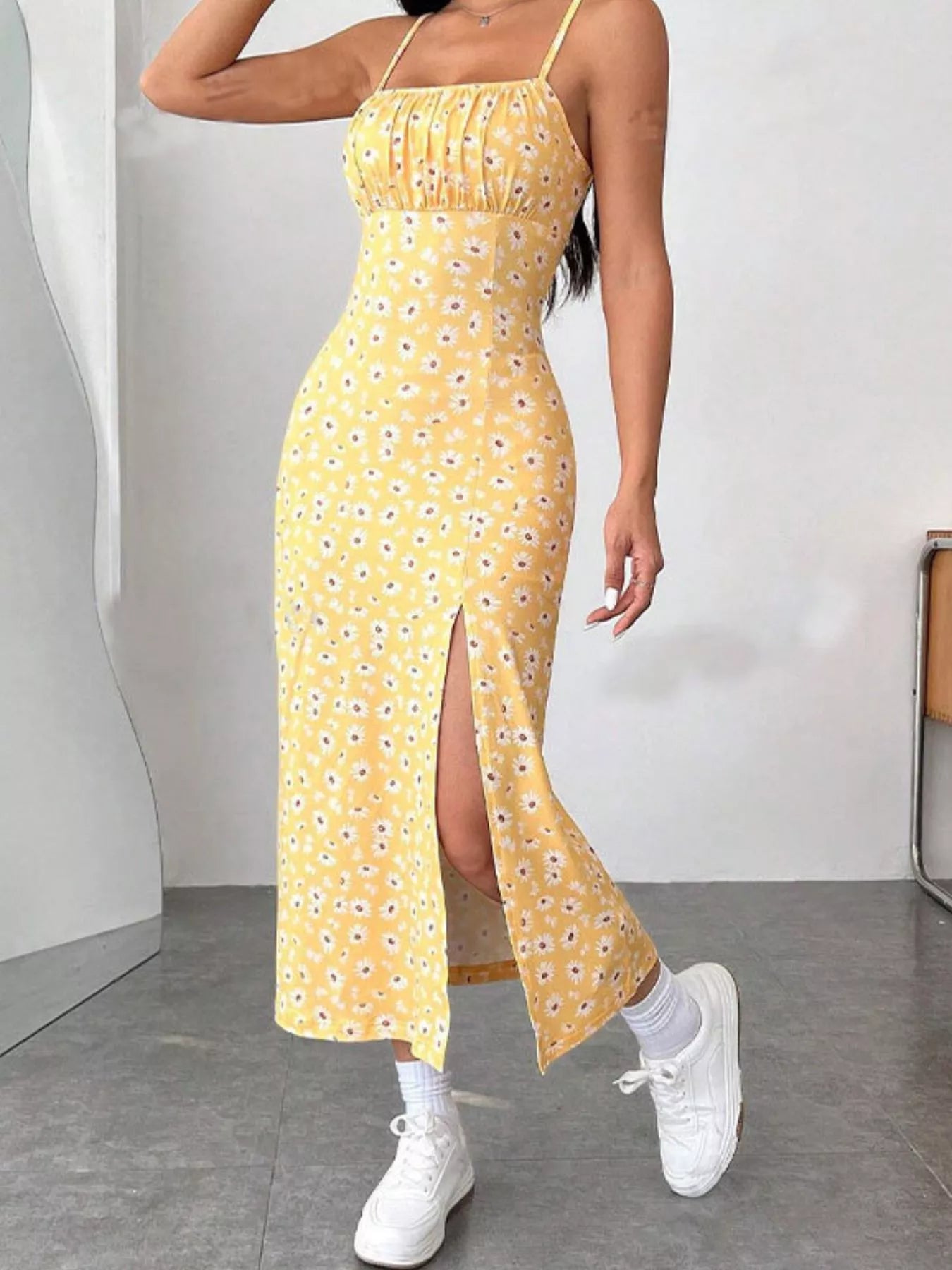Slit Spaghetti Strap Midi Dress  Shop One Place