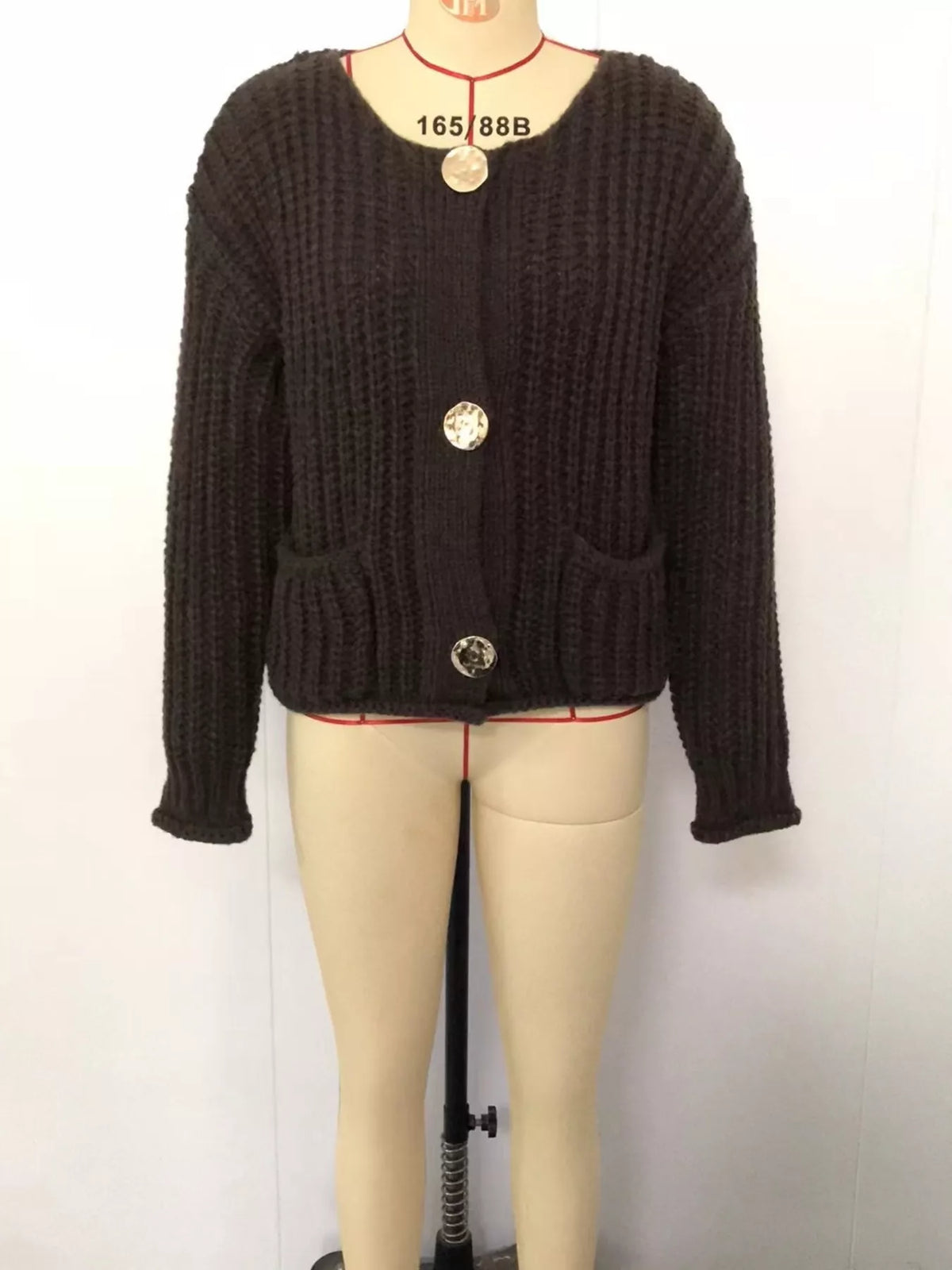 Ribbed Knit Cardigan with Gold-Tone Buttons  Shop One Place