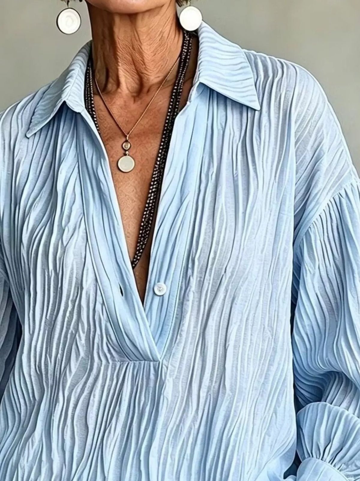 Women's Textured Long Sleeve Button Blouse – view 9