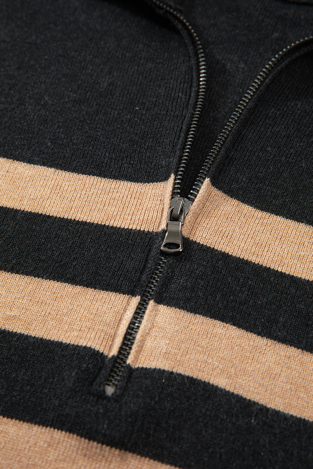 Striped Collared Quarter Zip Oversized Sweater