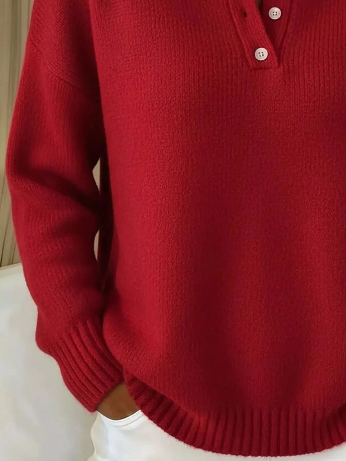 Full Size Button Detail Drop Shoulder Sweater Plus Size  Shop One Place