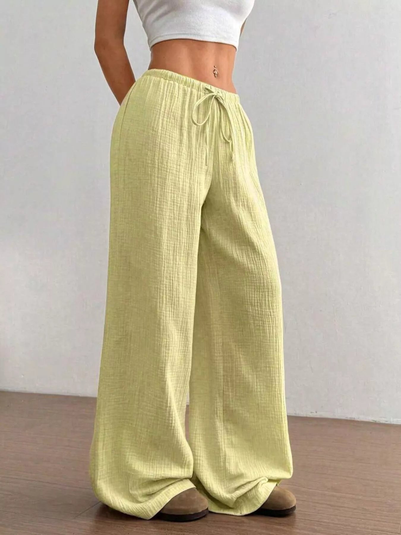 Full Size Drawstring Wide Leg Pants Plus Size  Shop One Place