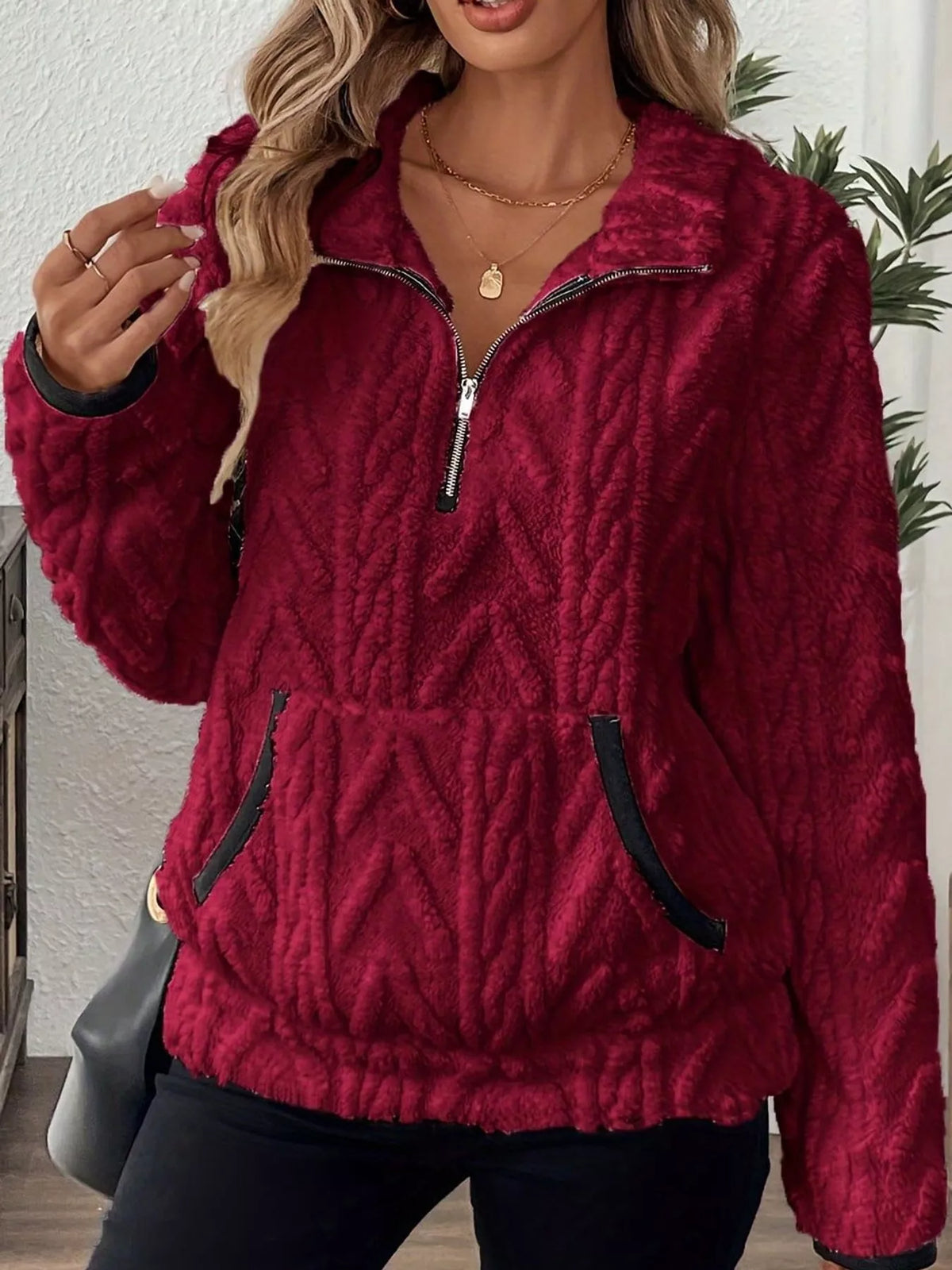 Women's Quarter-Zip Sherpa Sweatshirt – view 16
