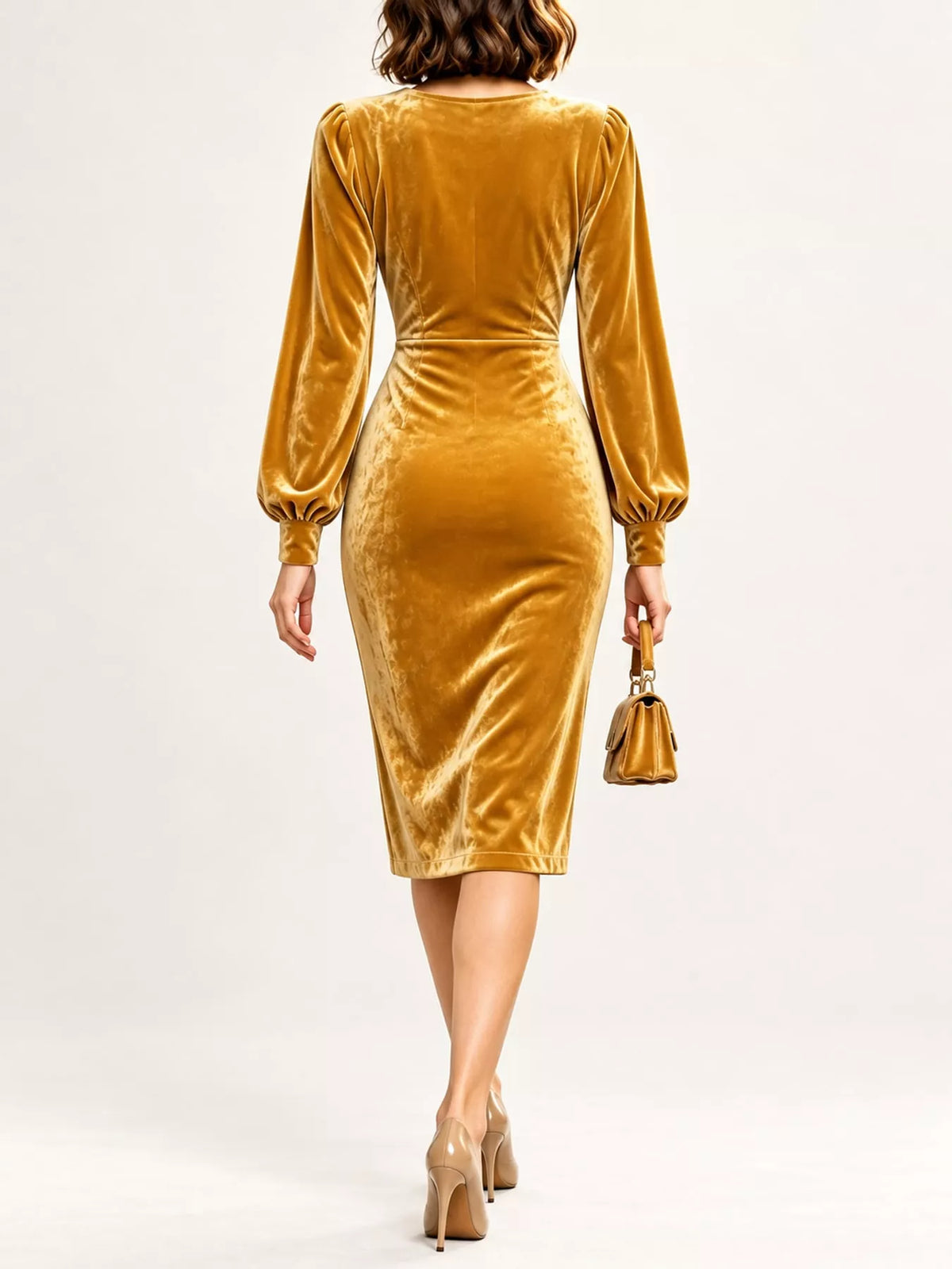 Women's Velvet Long Sleeve Wrap Dress – view 19