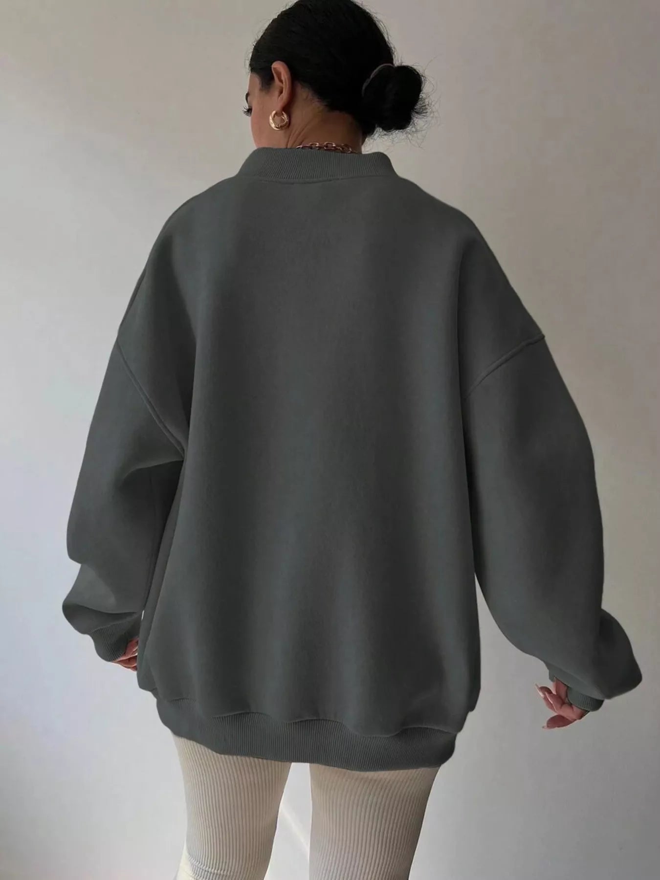 Dropped Shoulder Long Sleeve Oversized Sweatshirt  Shop One Place