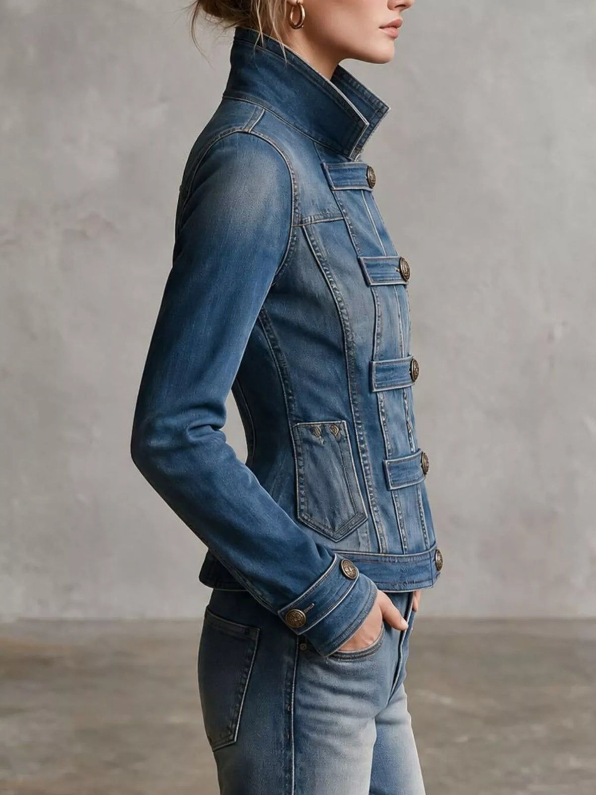 Women's Fitted Button-Up Denim Jacket – view 3
