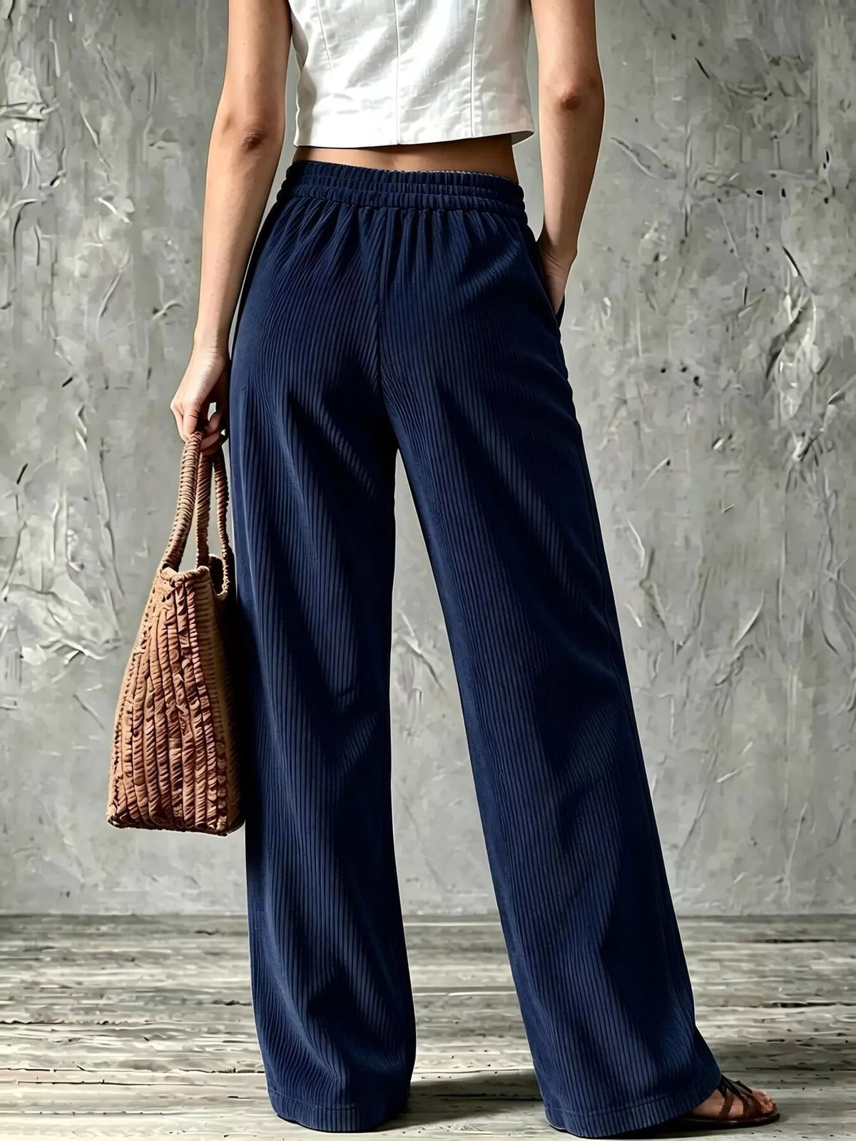 Full Size Wide-Leg Corduroy Pants Plus Size  Shop One Place