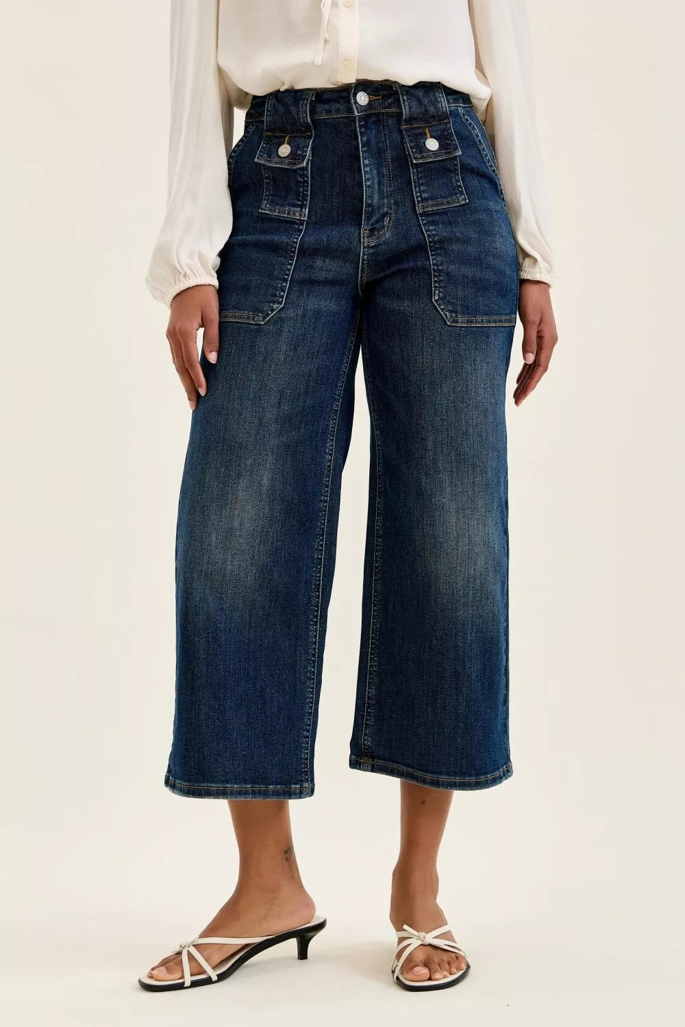 Judy Blue High Waist Wide Crop Utility Jeans with Patch Pocket  Shop One Place