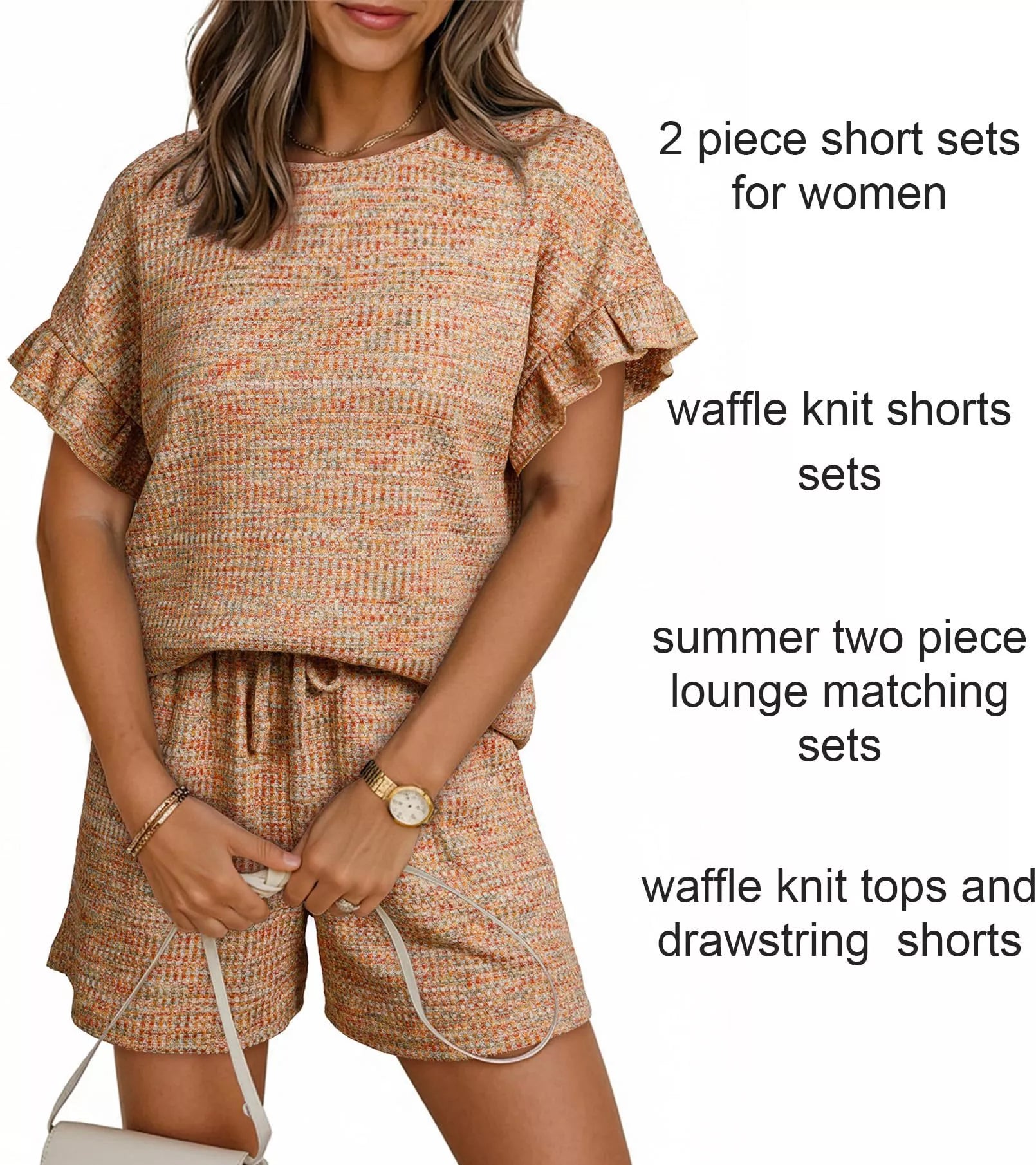 Ruffle Sleeve Textured Top and Shorts Set  Shop One Place
