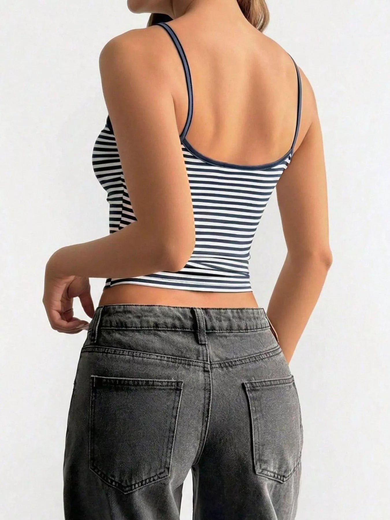 Striped Lace Trim Cami  Shop One Place