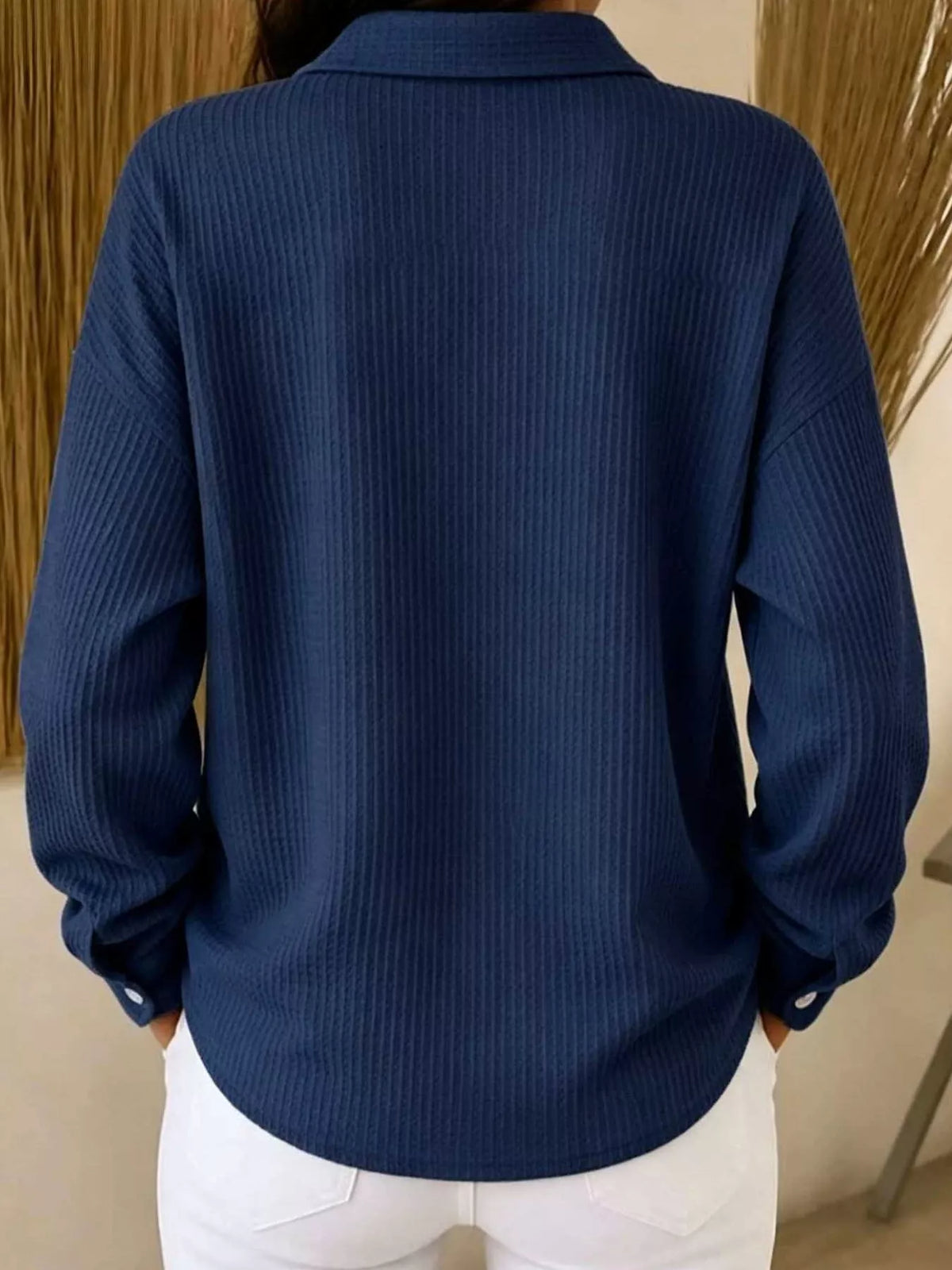 Women's Waffle Knit Button-Down Shirt – view 9