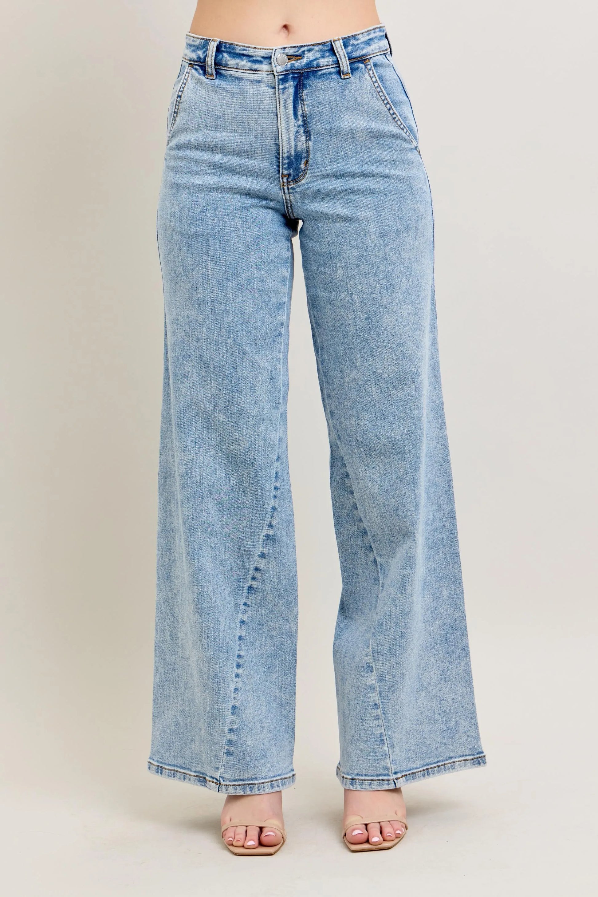 Judy Blue Full Size High Waist Wide Leg Jeans with Skewed Inseam Plus Size  Shop One Place