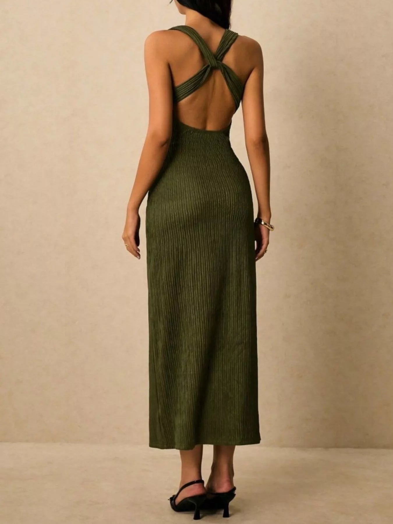 Sleeveless Ribbed Knit Midi Dress  Shop One Place