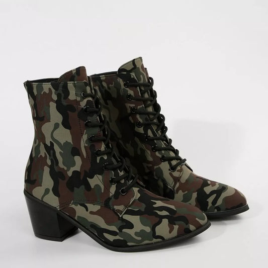 Lace Up Block Heels Boots  Shop One Place