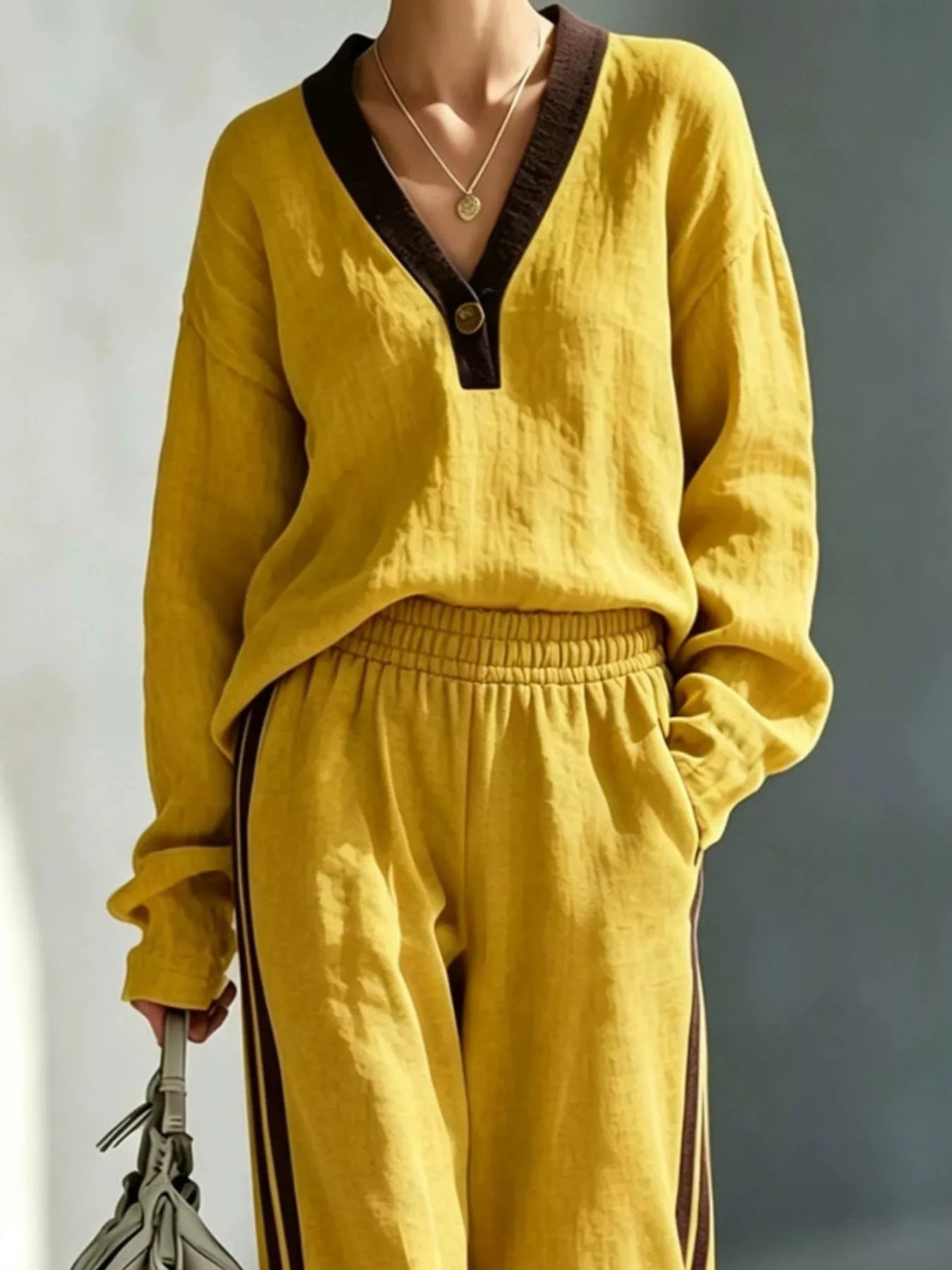 Long Sleeve Top and Side-Striped Joggers Set  Shop One Place