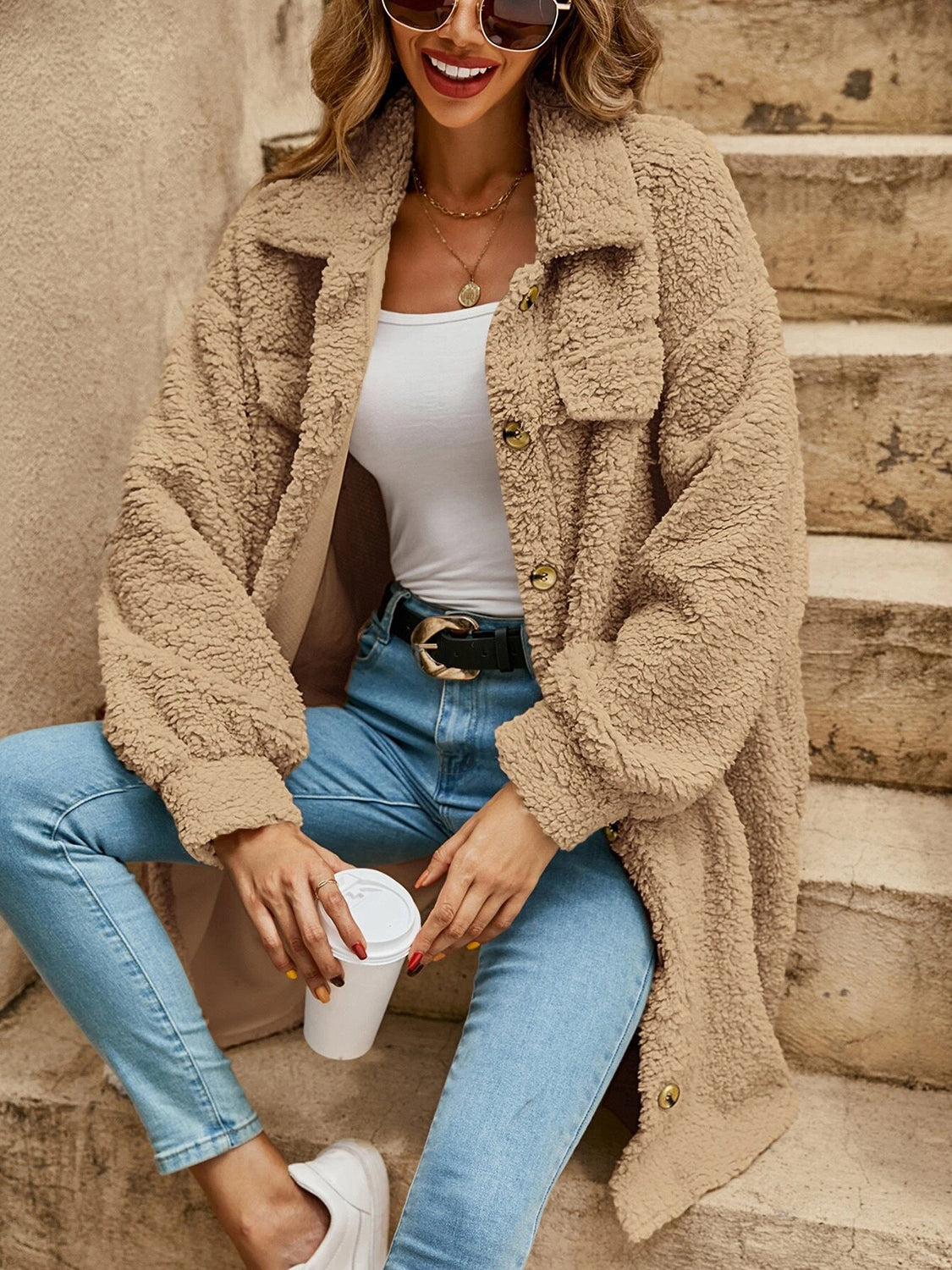 Collared Button Down Coat  Shop One Place