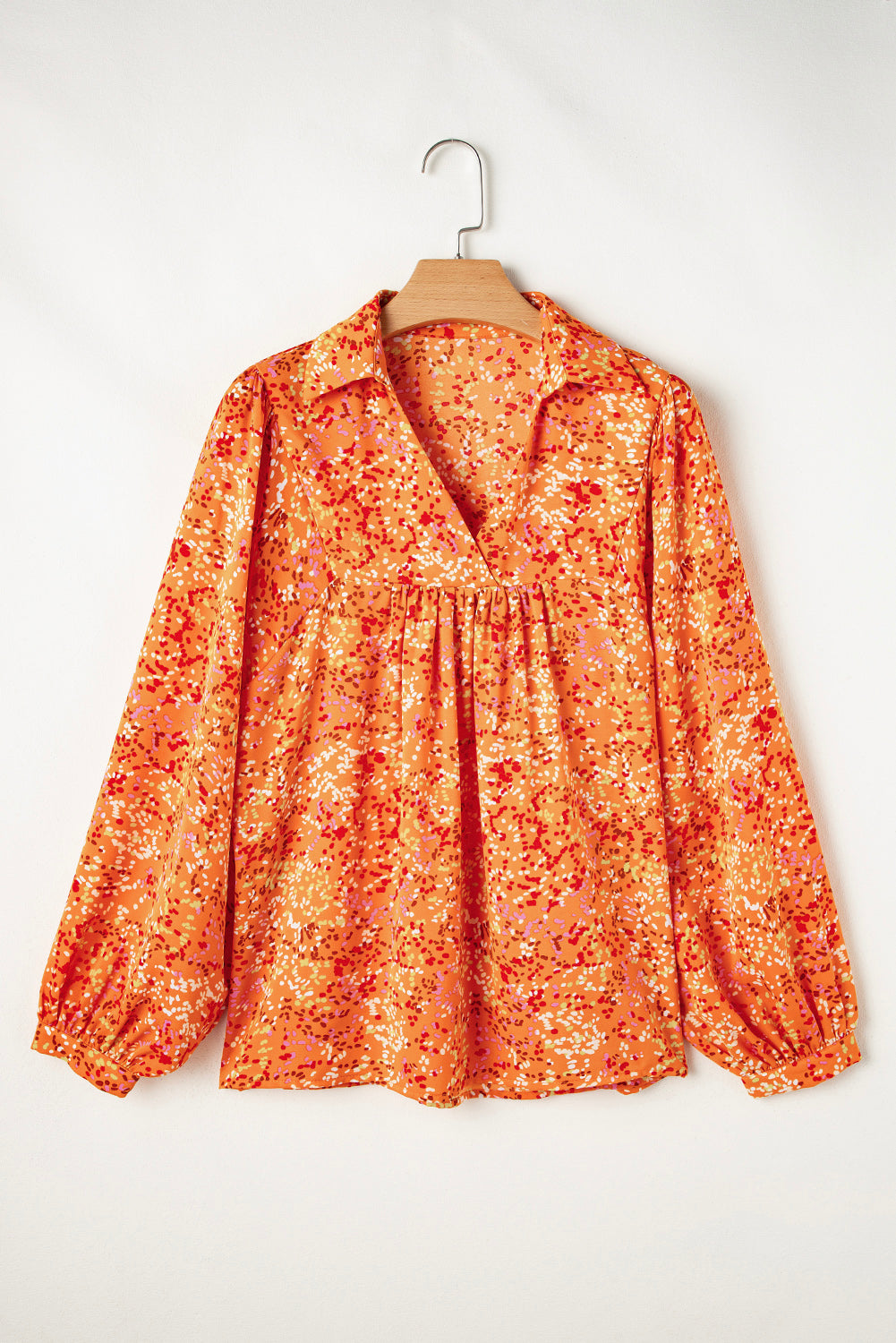 Bonbon Abstract Print Loose Fit Collared V Neck Babydoll Blouse  Shop One Place