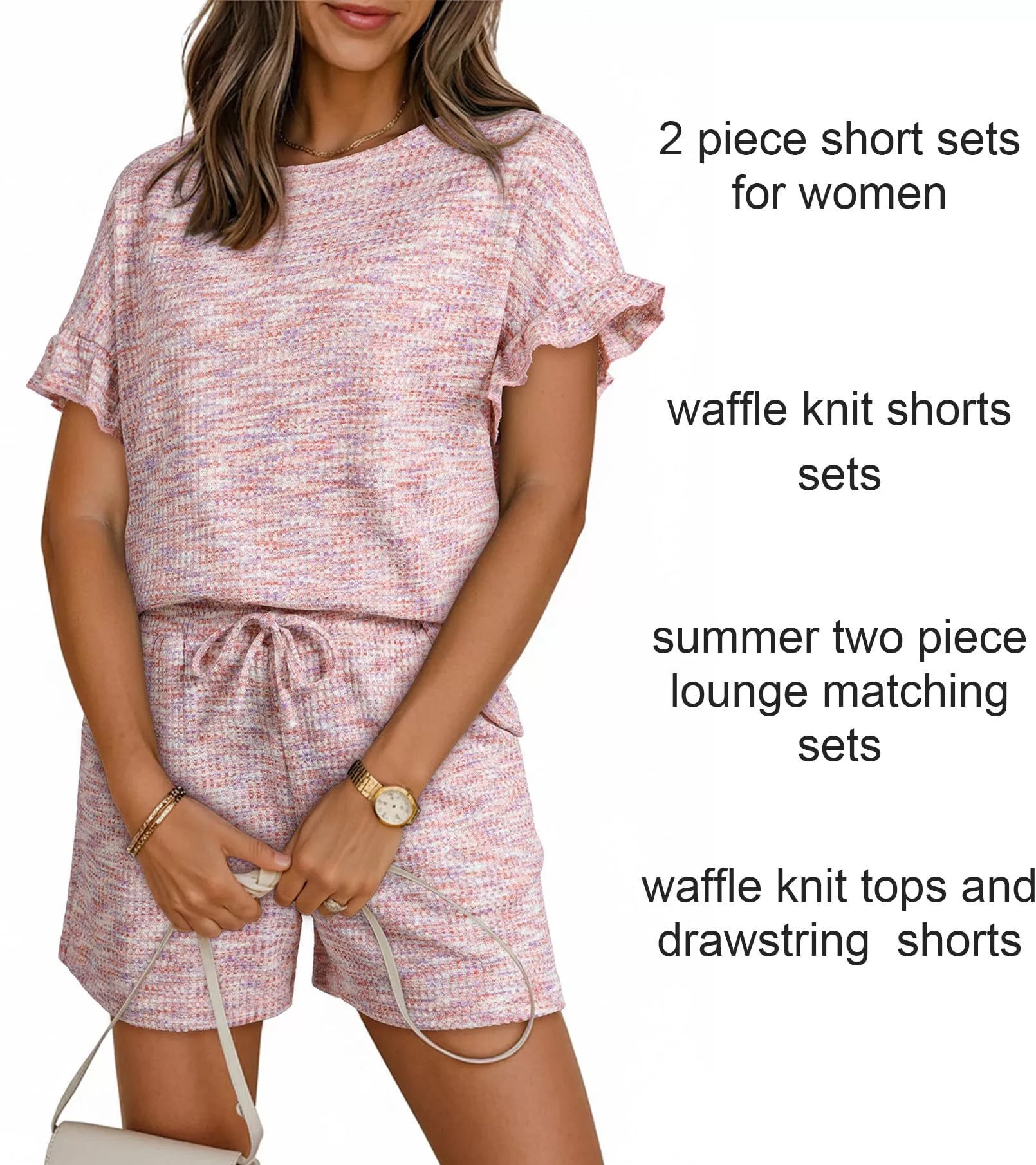 Ruffle Sleeve Textured Top and Shorts Set  Shop One Place
