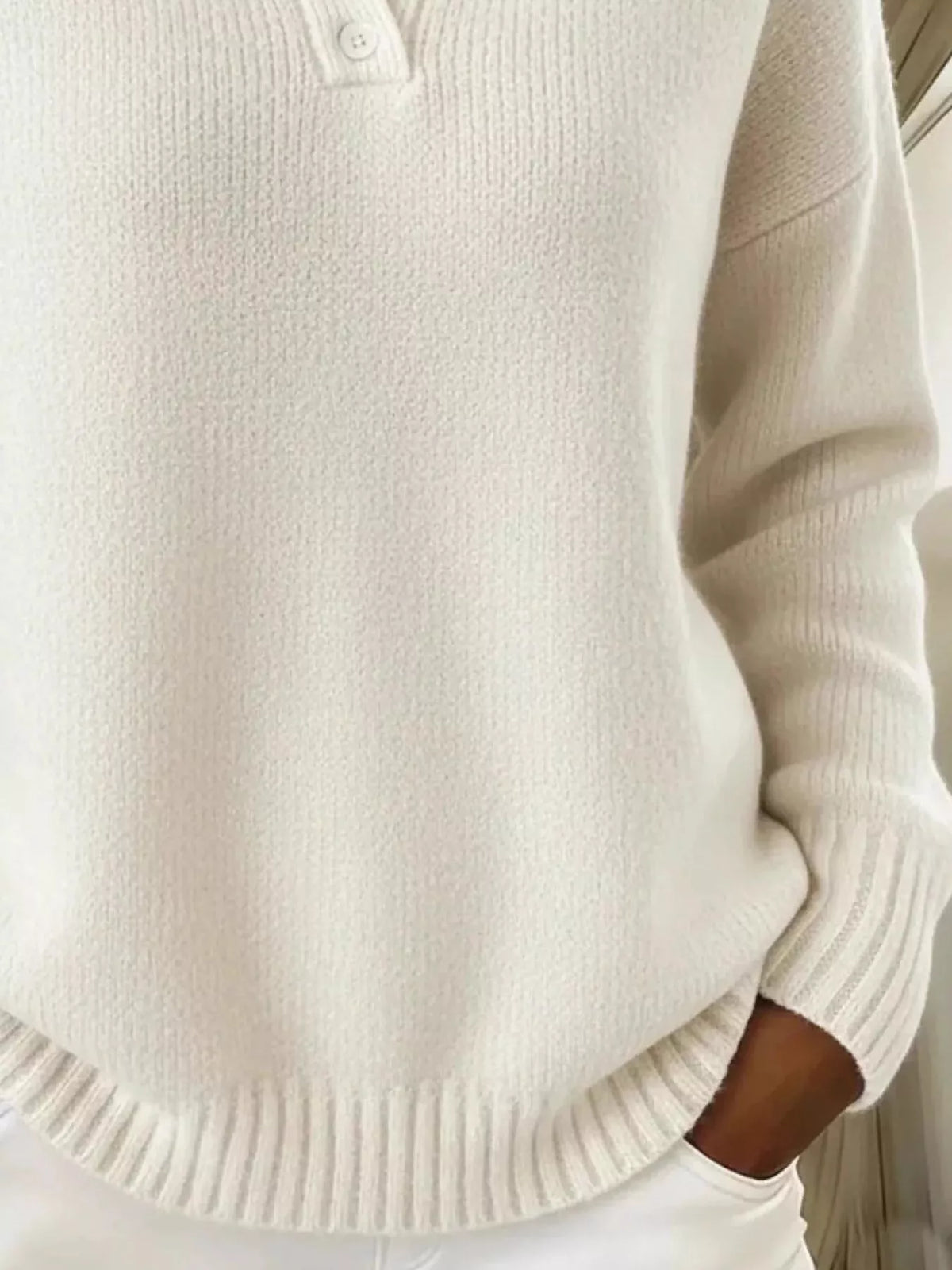 Full Size Button Detail Drop Shoulder Sweater Plus Size  Shop One Place