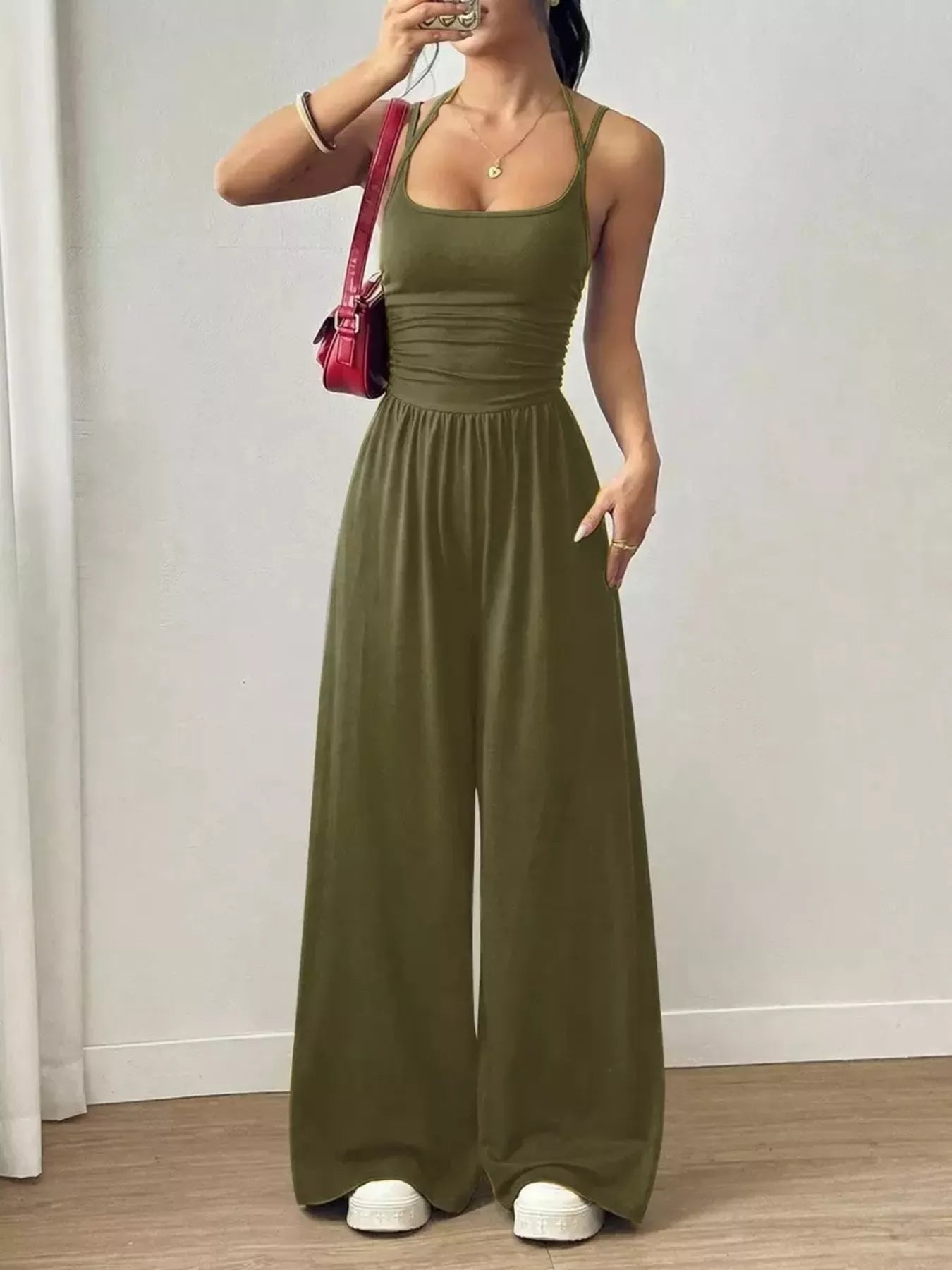Spaghetti Strap Wide Leg Jumpsuit  Shop One Place