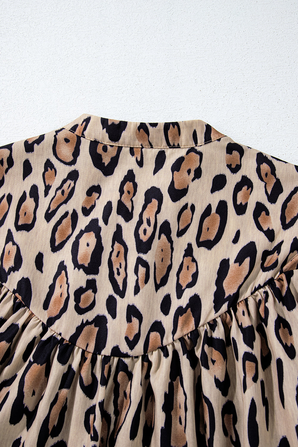 Light French Beige Leopard Print Balloon Sleeve Loose Blouse  Shop One Place