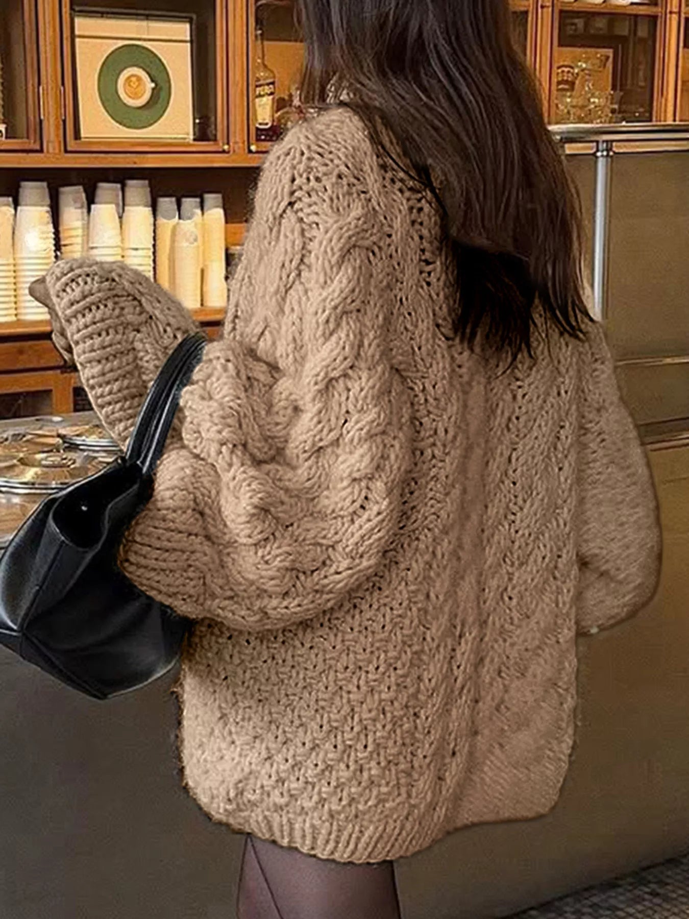 Cable Knit Round Neck Sweater  Shop One Place