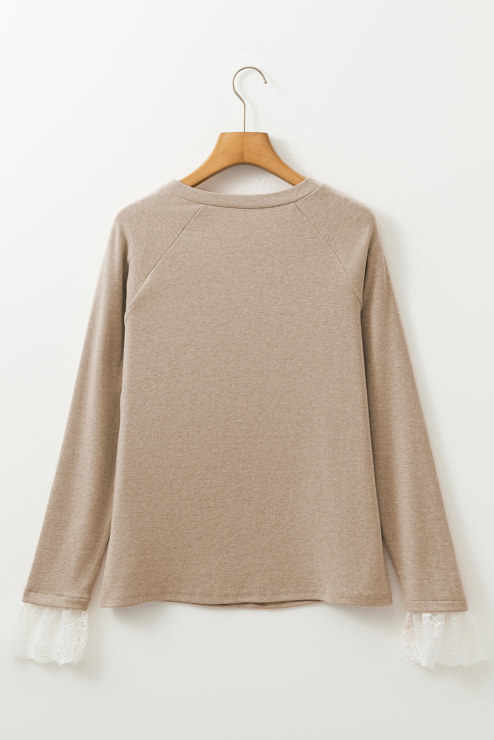 Grass Green Seam Detail Lace Contrast Cuffs Raglan Sleeve Top  Shop One Place