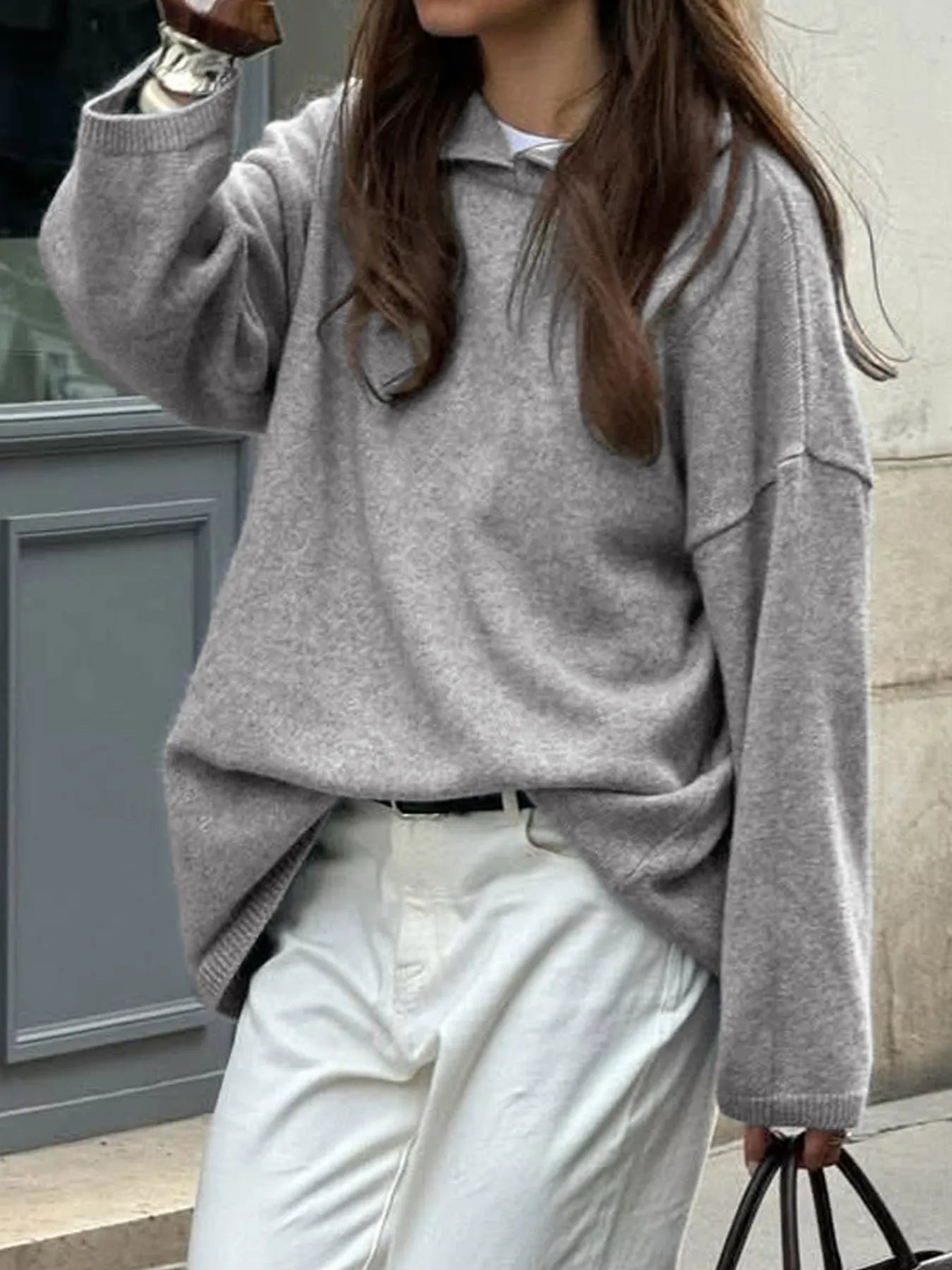 Oversized Long Sleeve Hooded Sweater  Shop One Place
