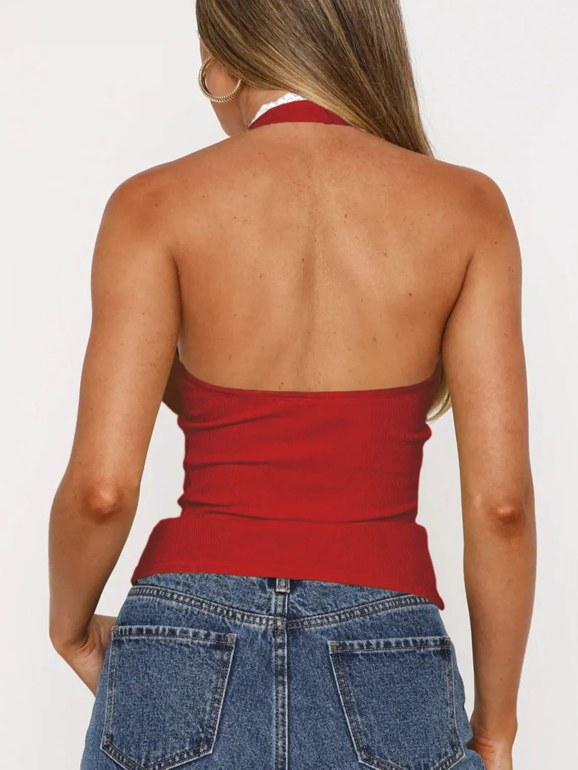 Lace Detail Halter Neck Cami  Shop One Place