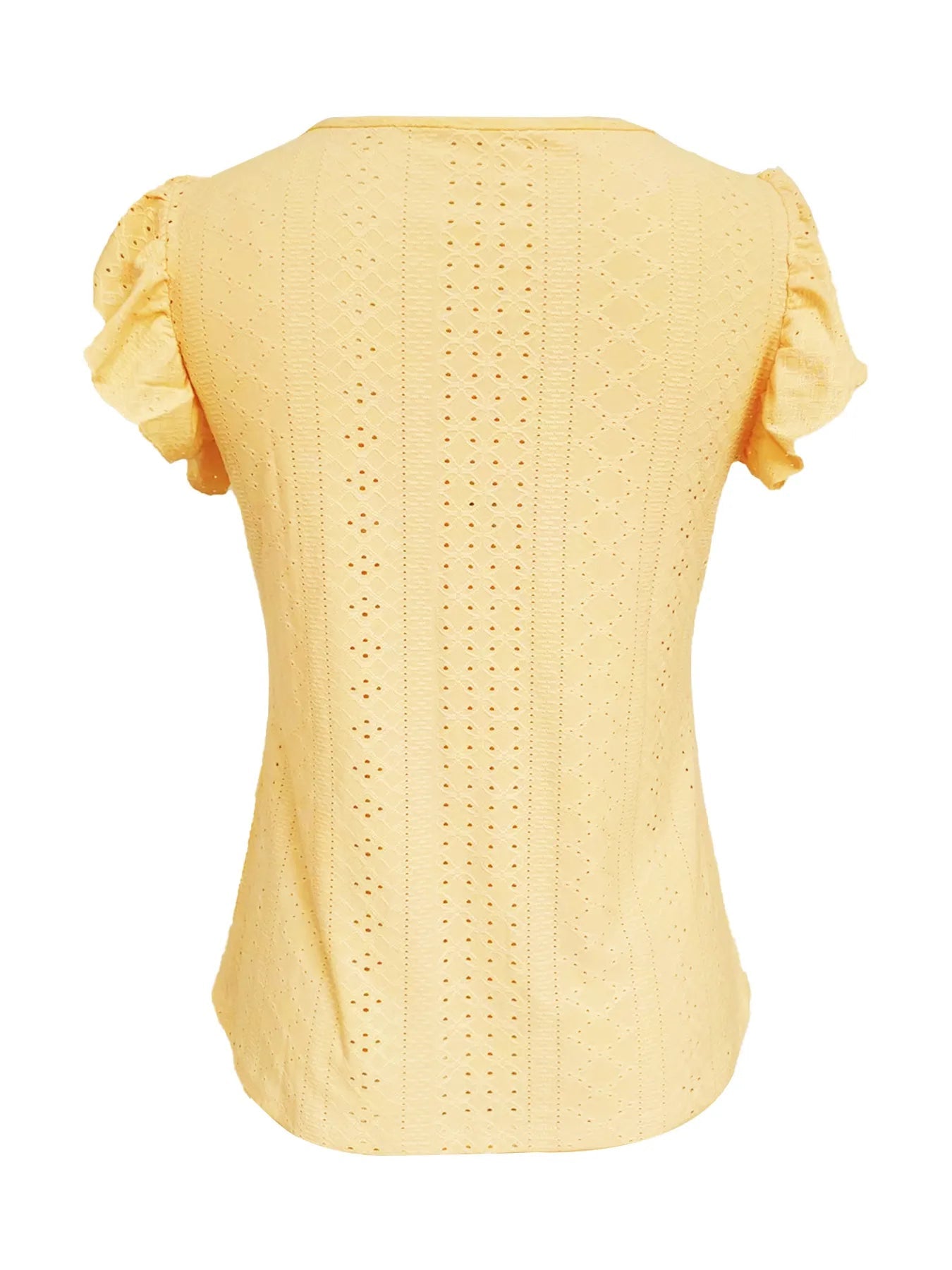 Eyelet Button-Front Flutter Sleeve Top  Shop One Place