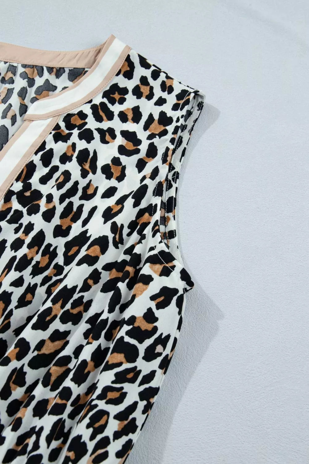 Leopard Print Colorblock Trim Sleeveless Midi Dress  Shop One Place