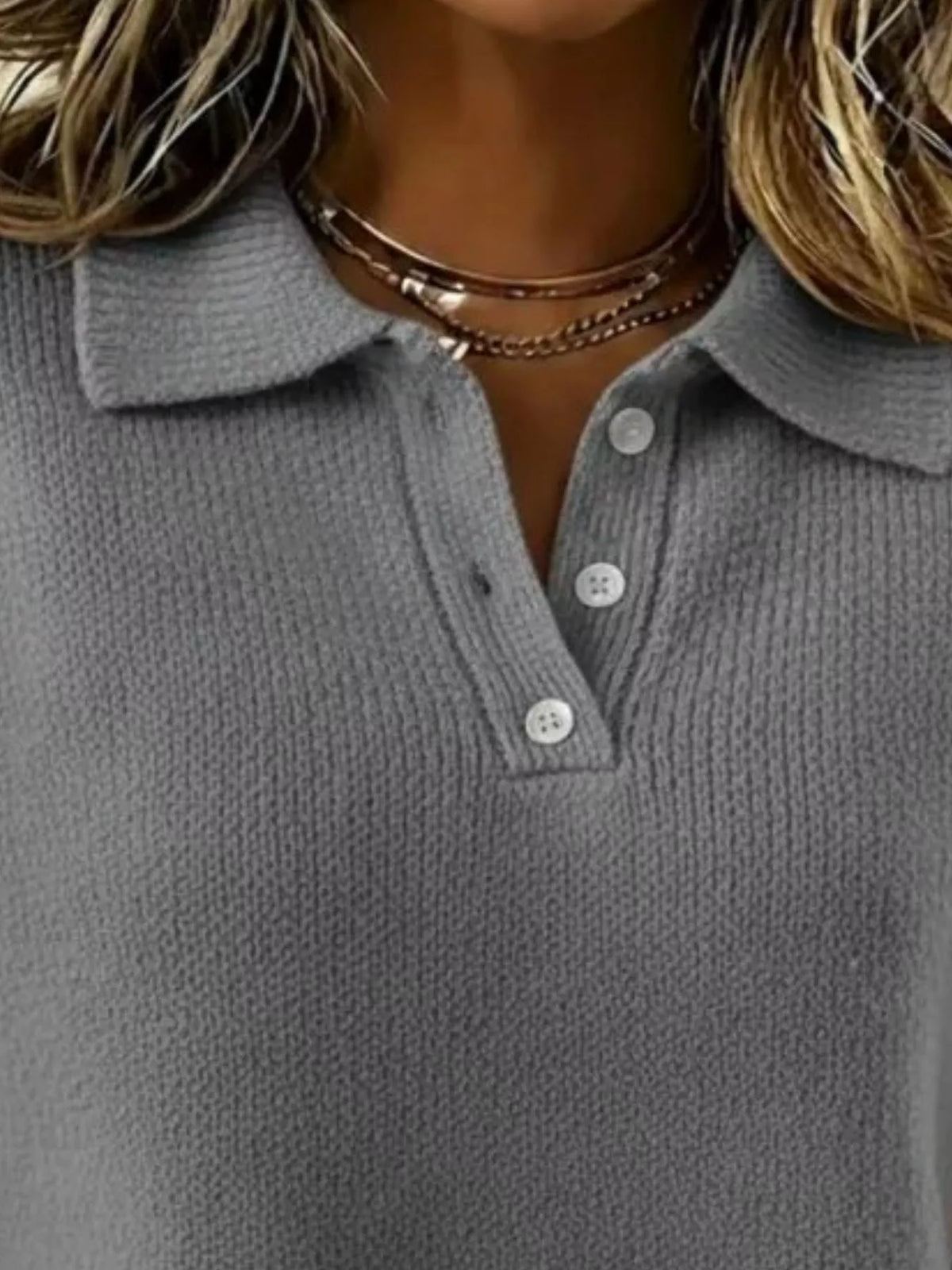 Full Size Button Detail Drop Shoulder Sweater Plus Size  Shop One Place