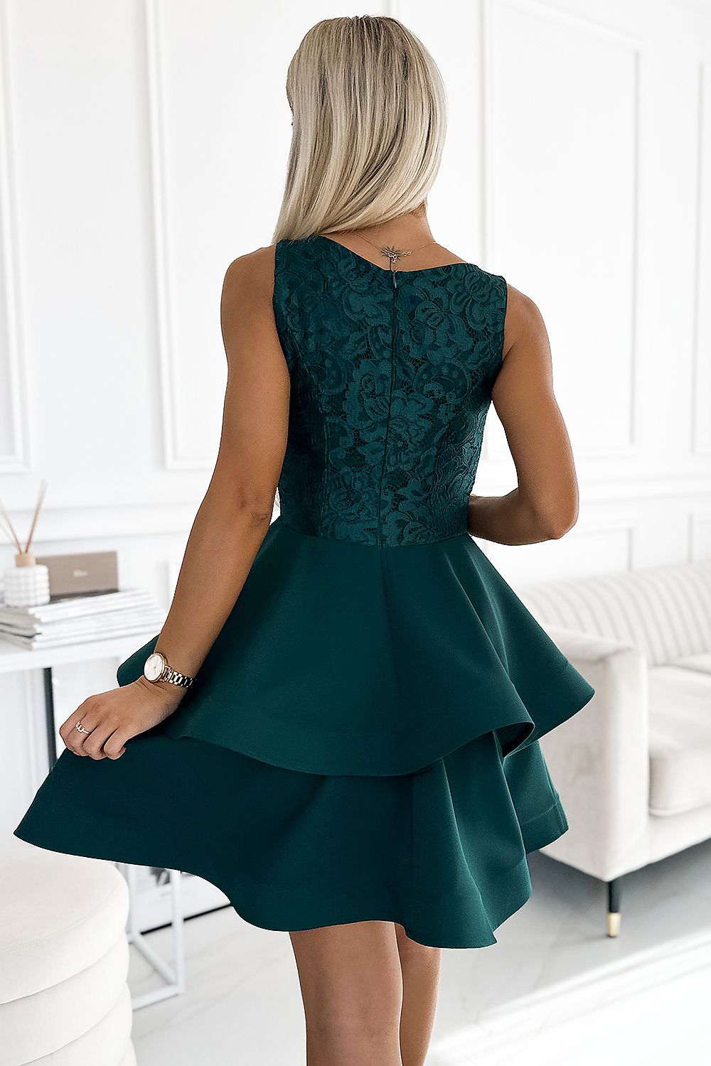 LAURA dress with flared skirt and lace