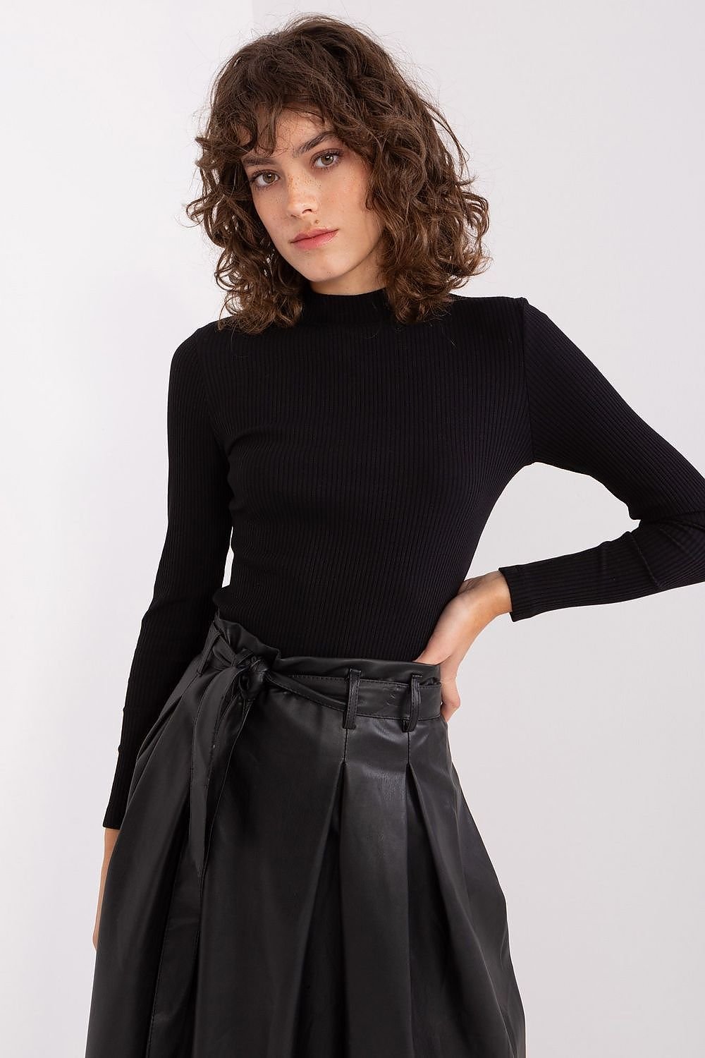 Ribbed Half Turtleneck Blouse