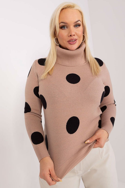 Plus Size Turtleneck Dot Pattern Sweater