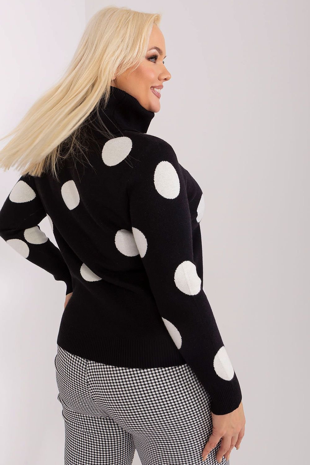 Plus Size Turtleneck Dot Pattern Sweater