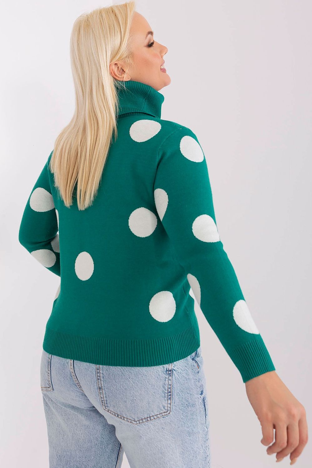 Plus Size Turtleneck Dot Pattern Sweater