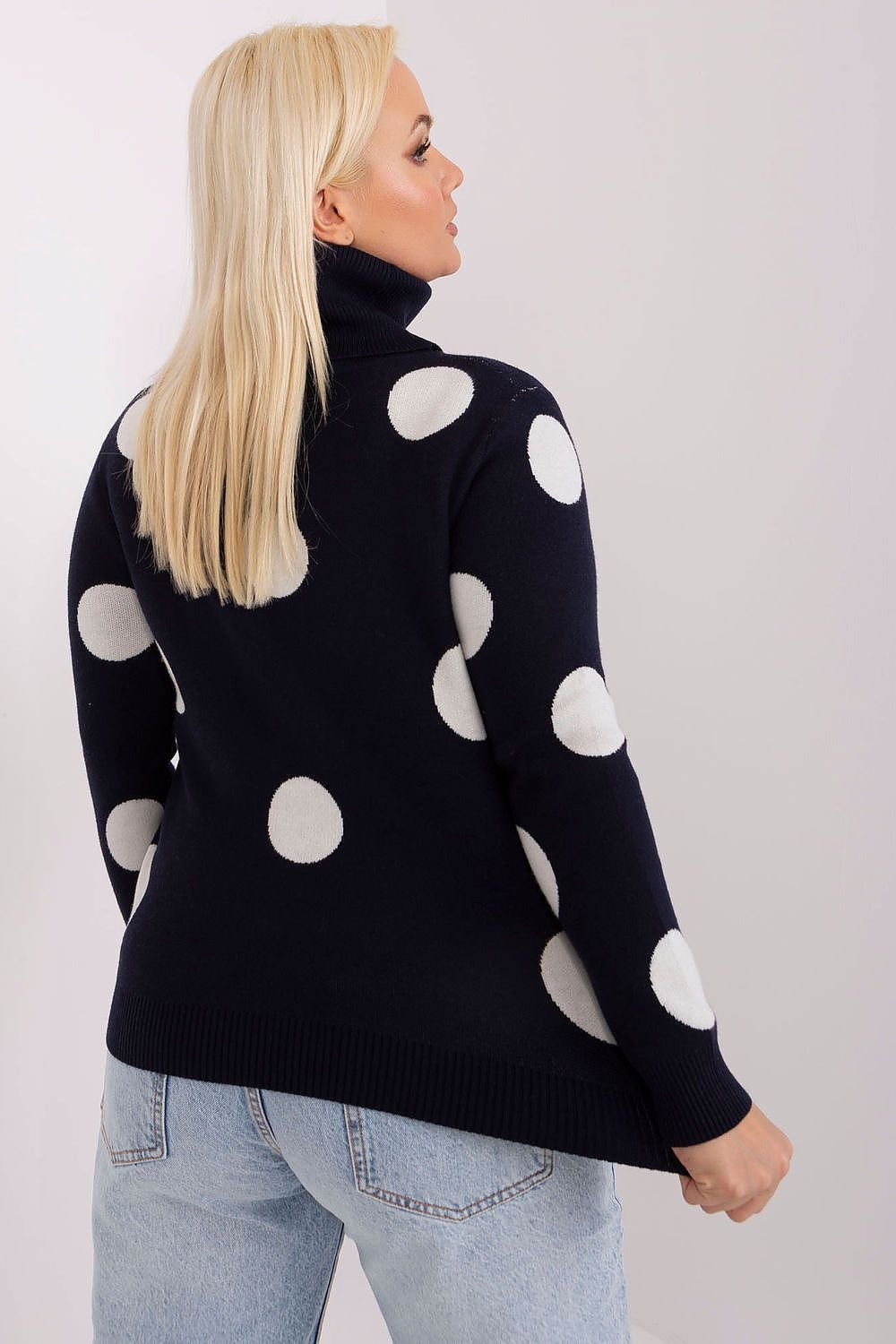 Plus Size Turtleneck Dot Pattern Sweater