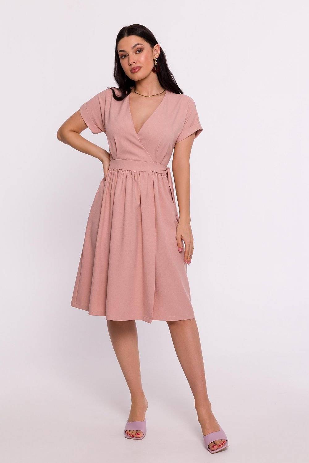 Flared Skirt Envelope Dress