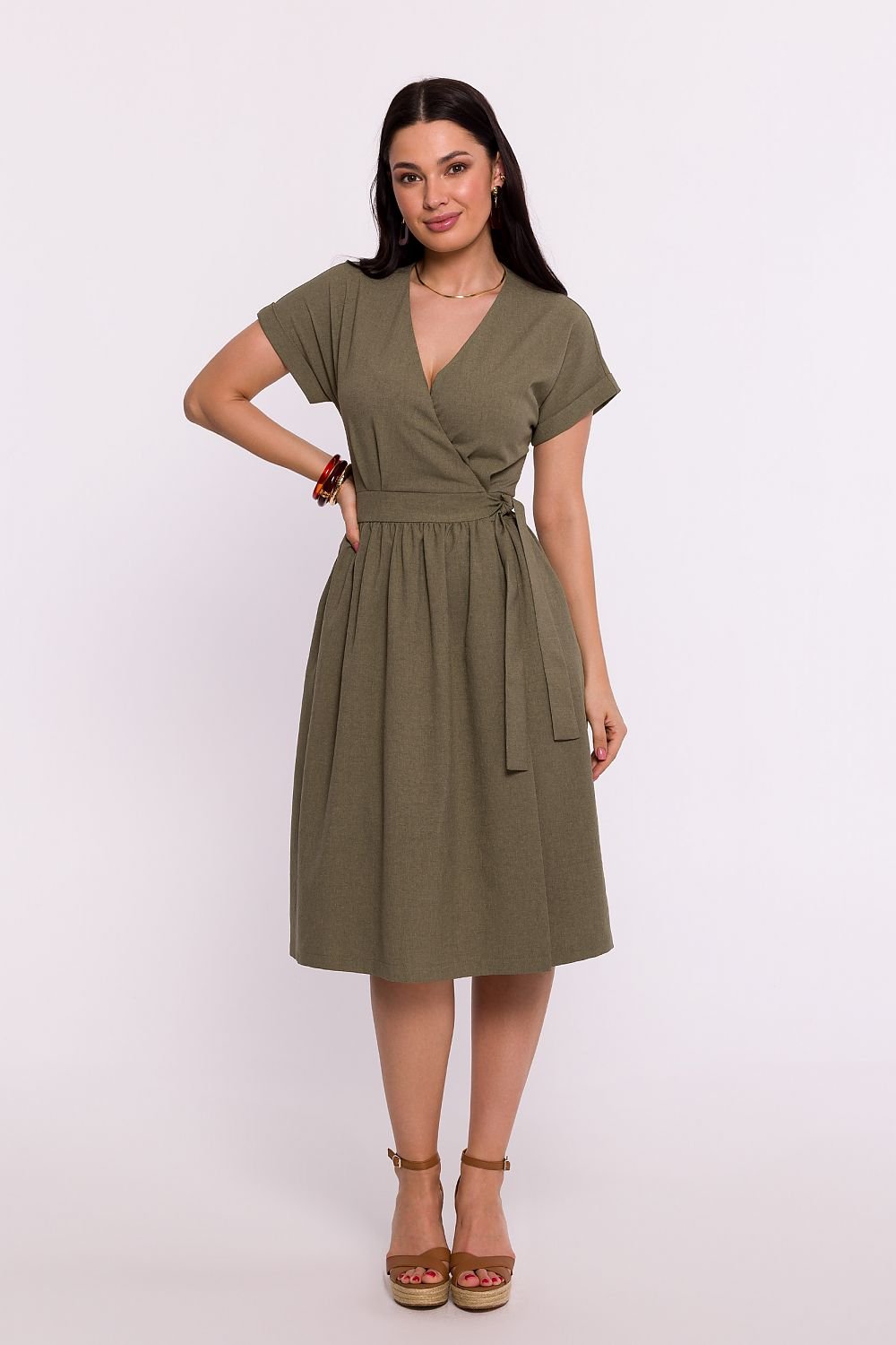 Flared Skirt Envelope Dress