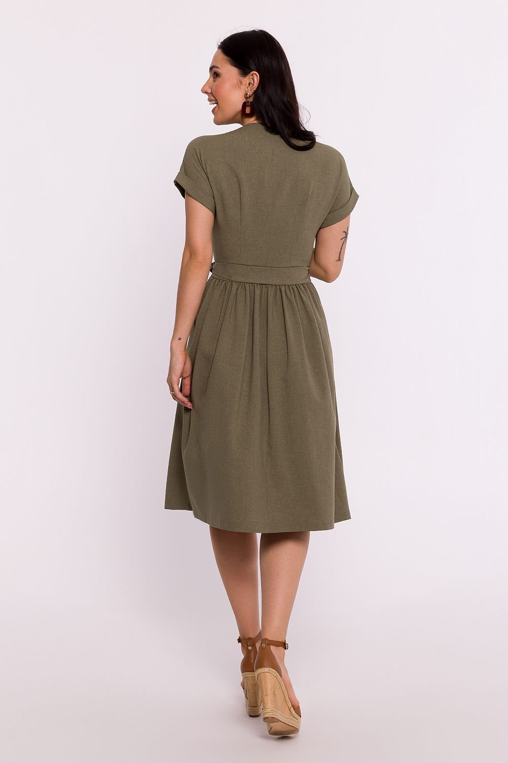 Flared Skirt Envelope Dress