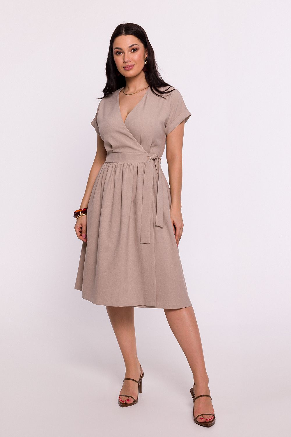 Flared Skirt Envelope Dress